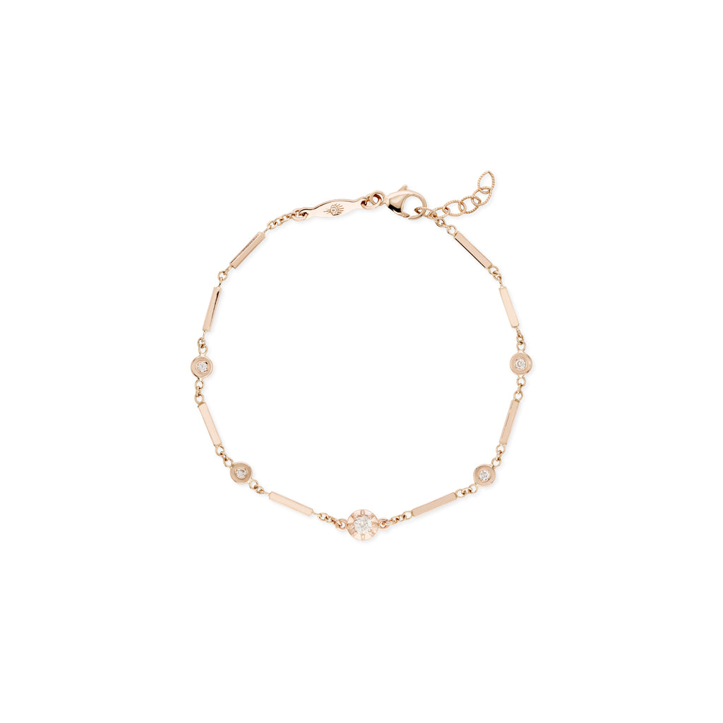 Single Diamond Sophia Smooth Bar Bracelet