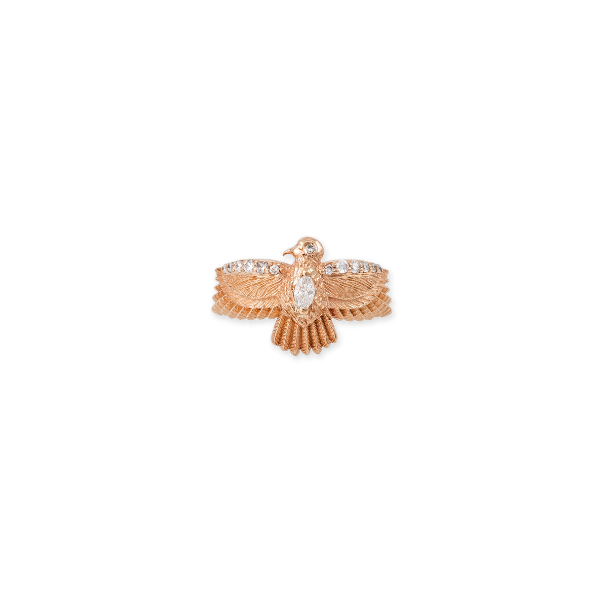 Small Pave Marquise Diamond Center Thunderbird Ring