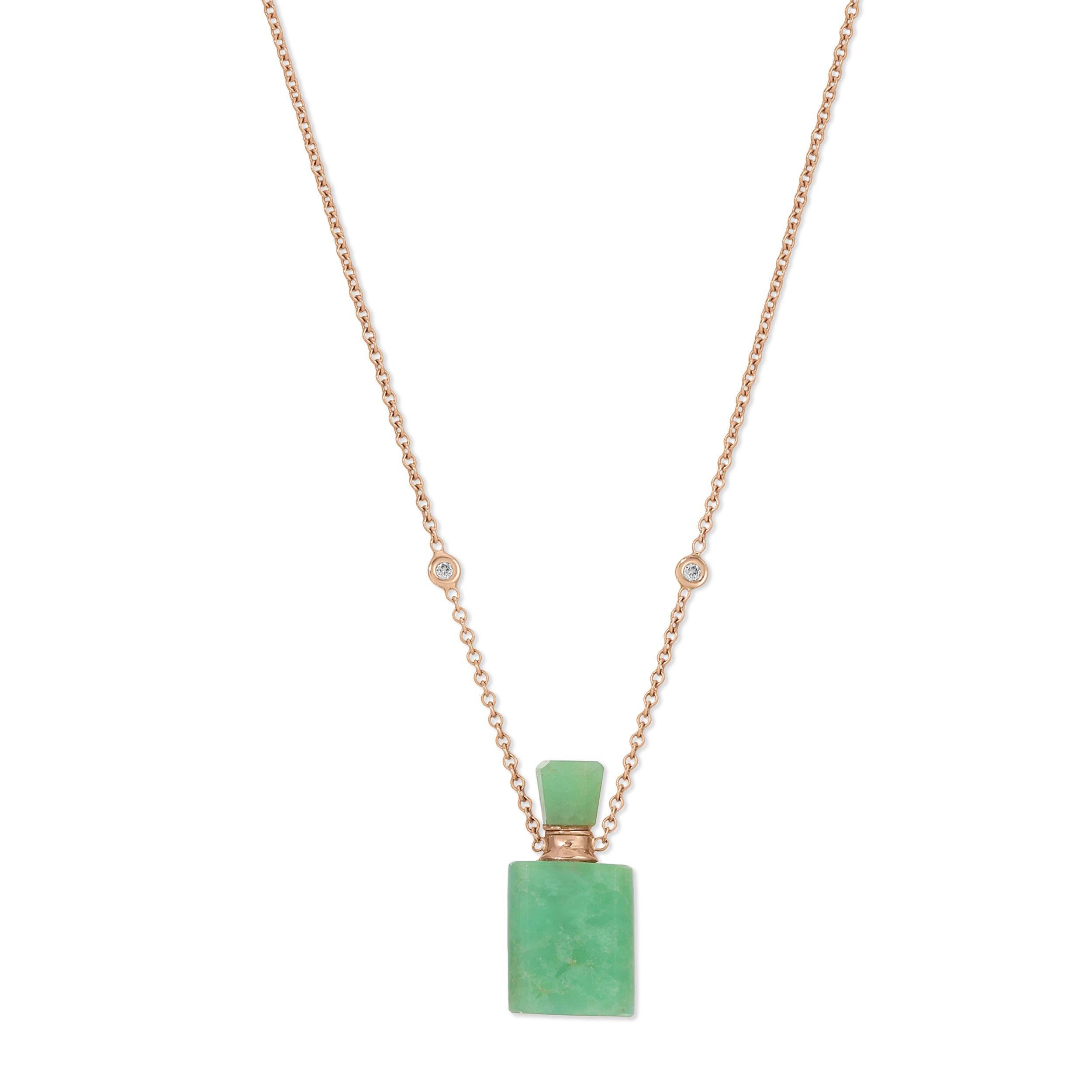 Small Rectangle Chrysoprase Potion Bottle Necklace