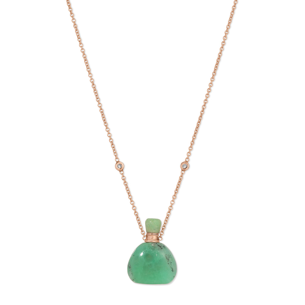 Small Triangle Chrysoprase Potion Bottle Necklace