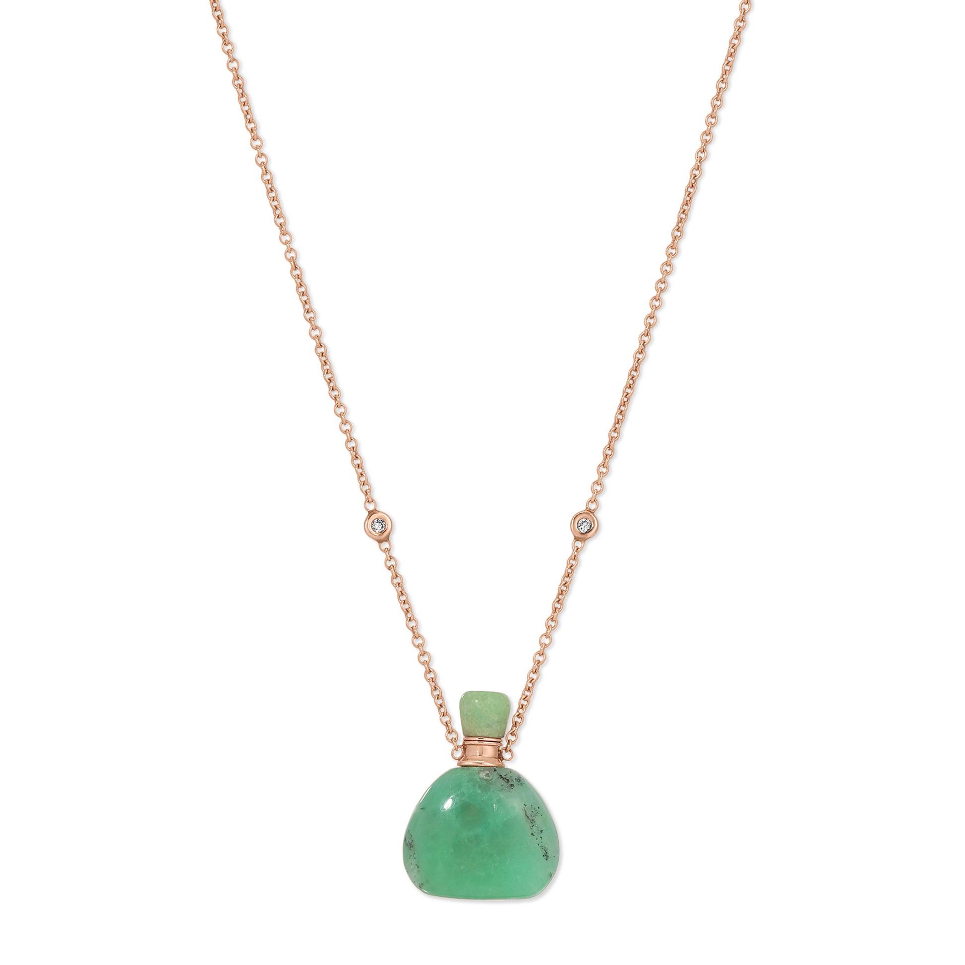 Small Triangle Chrysoprase Potion Bottle Necklace