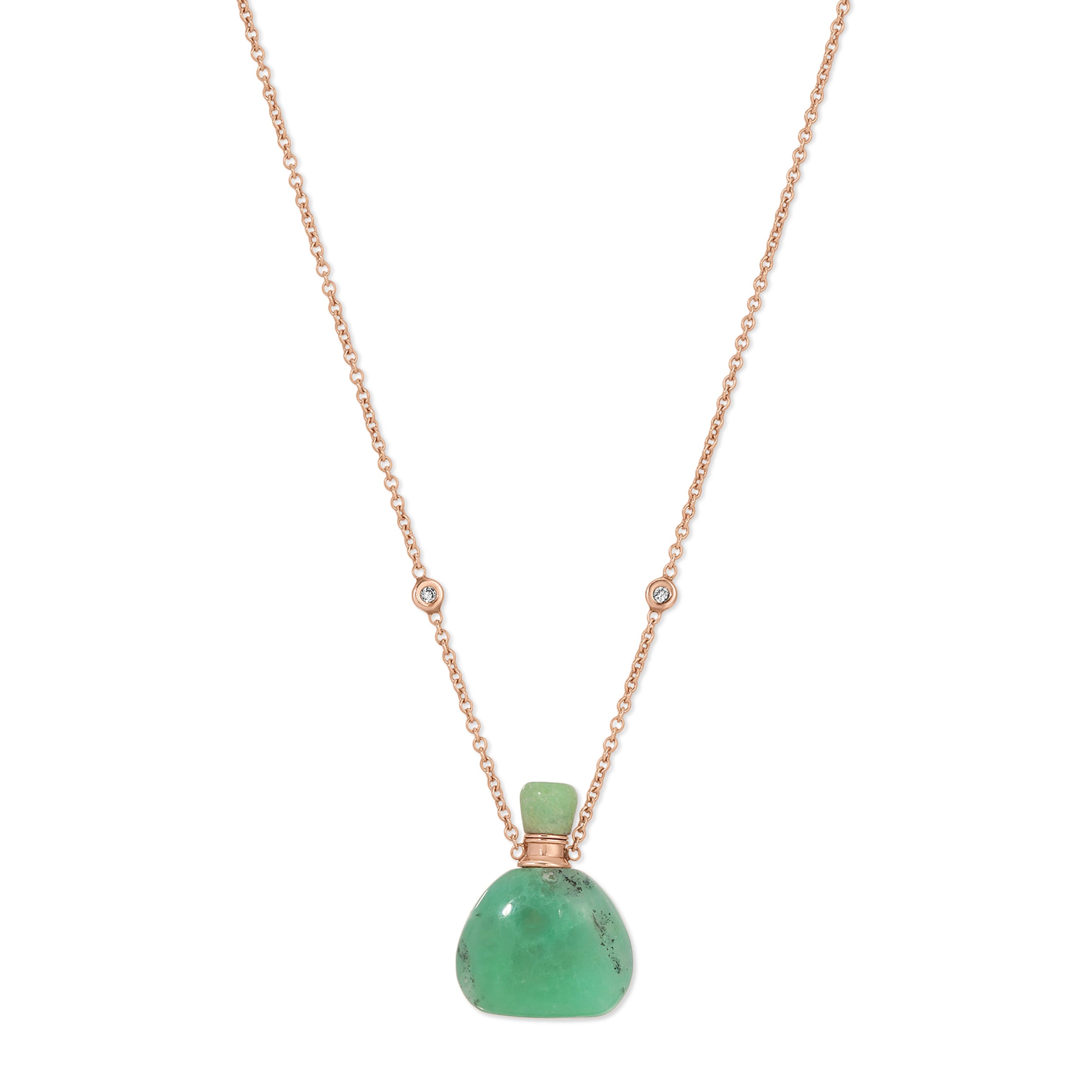 Small Triangle Chrysoprase Potion Bottle Necklace