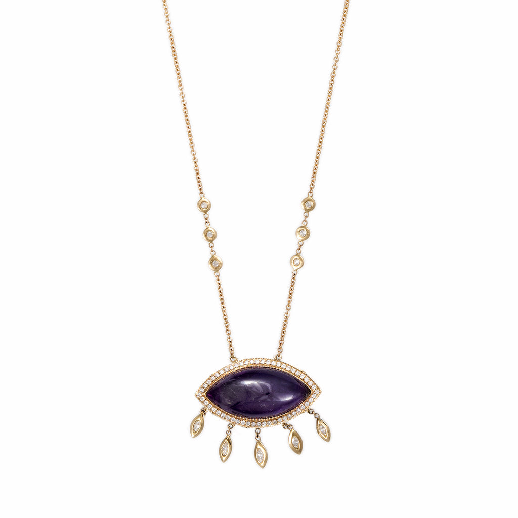PAVE AMETHYST MARQUISE + 5 MARQUISE DIAMOND SHAKER NECKLACE