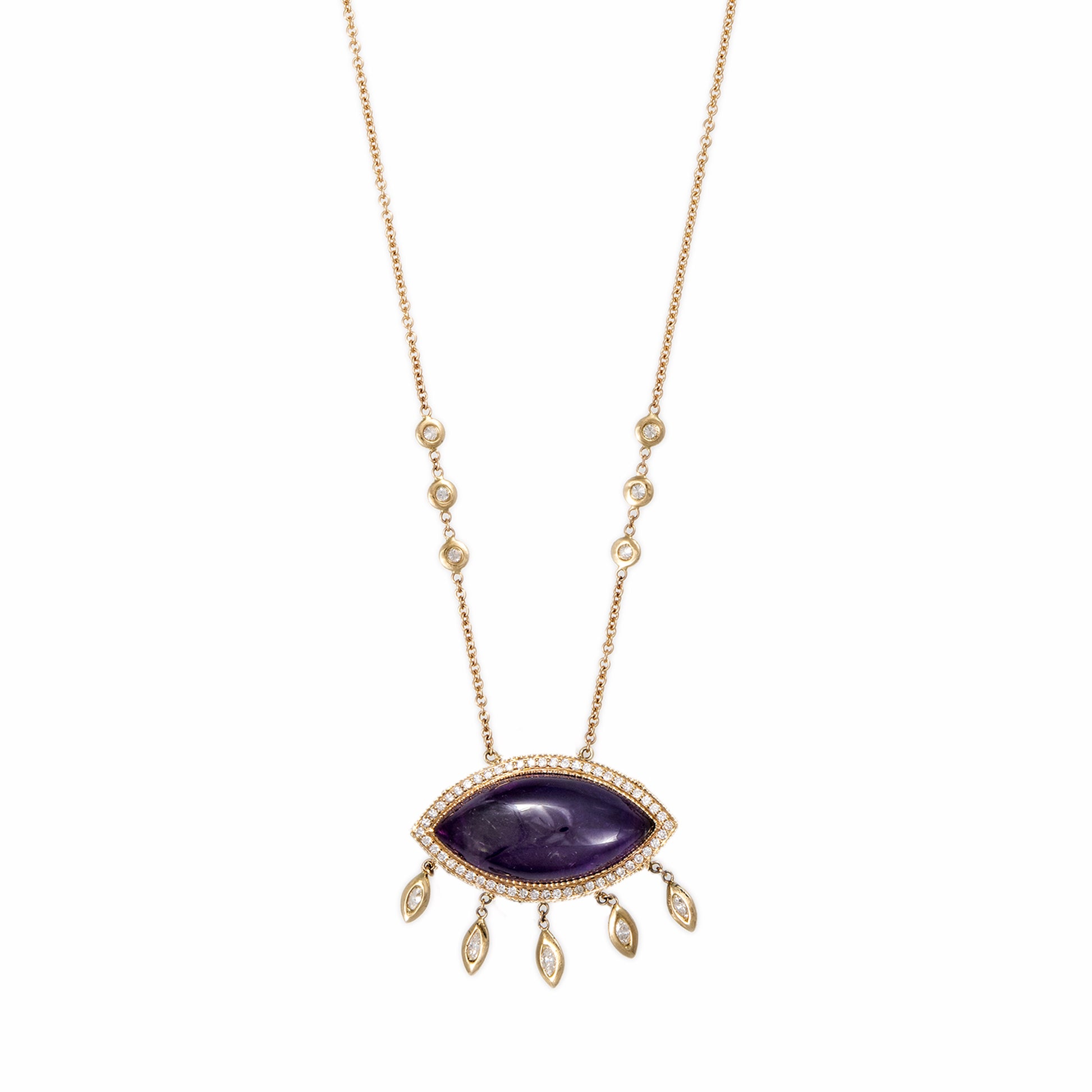 PAVE AMETHYST MARQUISE + 5 MARQUISE DIAMOND SHAKER NECKLACE