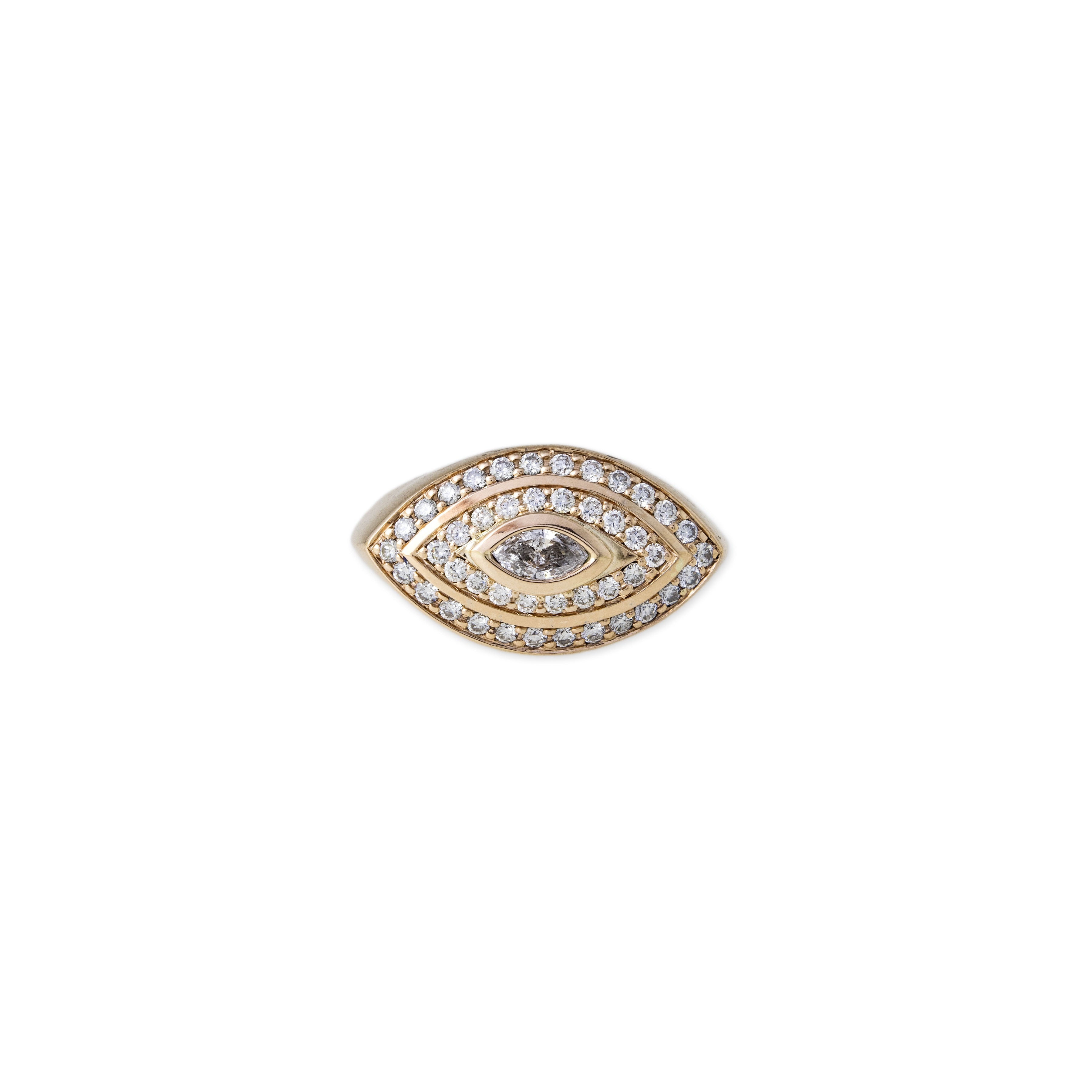 Large Marquise Diamond Halo Eye Ring