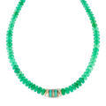 Pave Opal Inlay Tube Bead + Chrysoprase Beaded Necklace