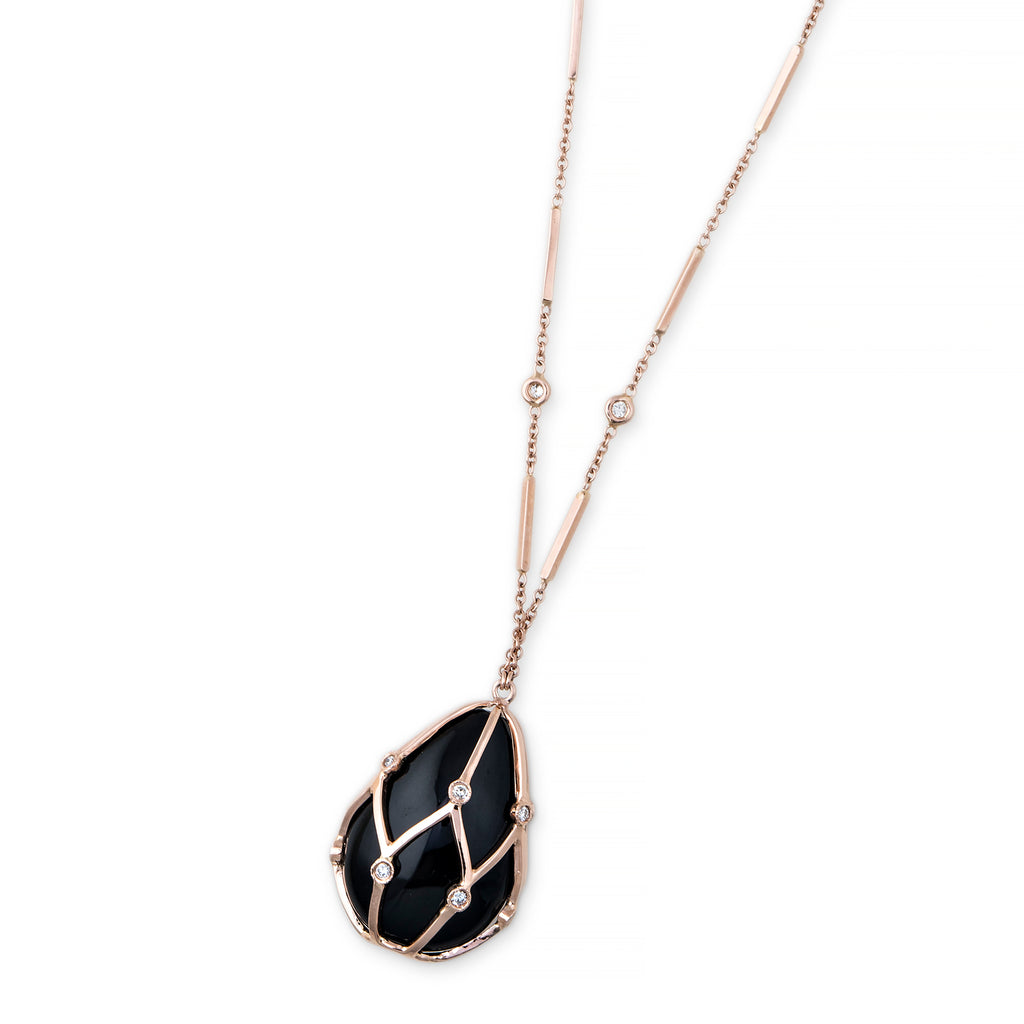 Caged Onyx Smooth Bar Necklace