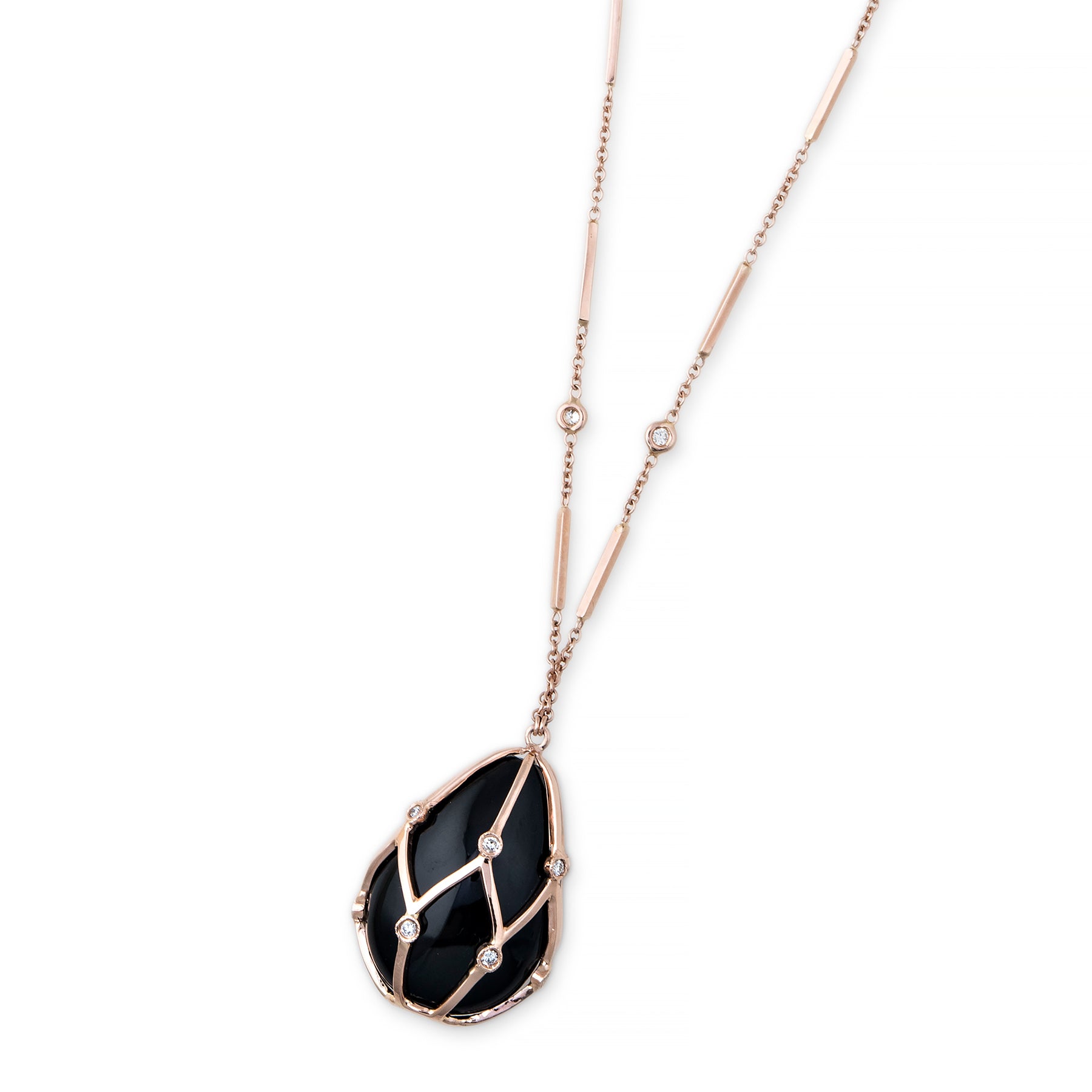 Caged Onyx Smooth Bar Necklace