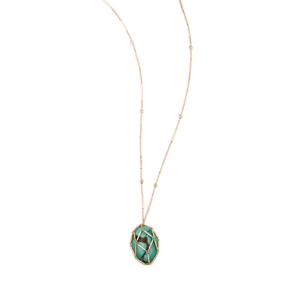 Caged Turquoise Smooth Bar Necklace