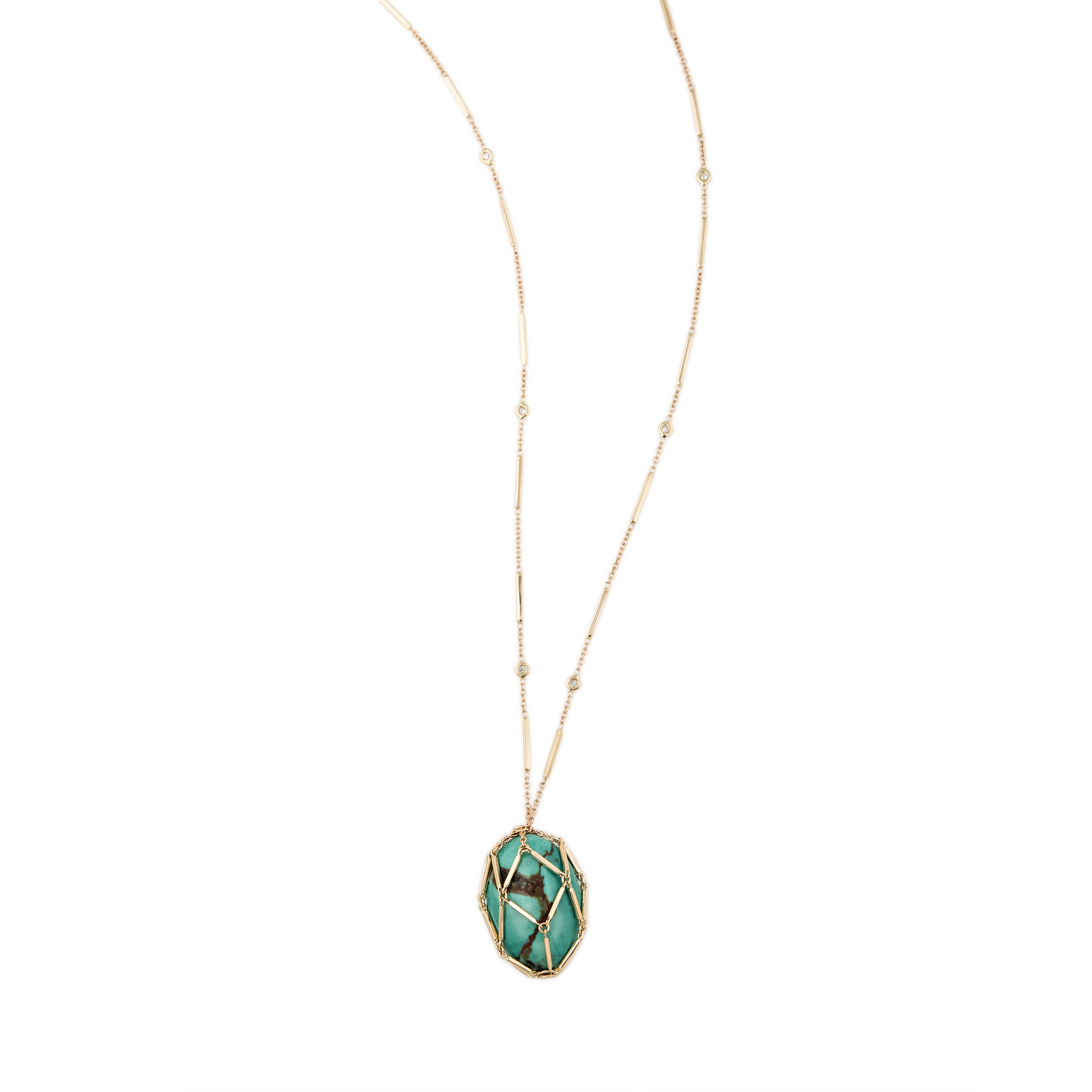 Caged Turquoise Smooth Bar Necklace