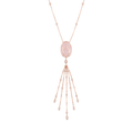 Caged Rose Quartz Smooth Bar Tassel Necklace