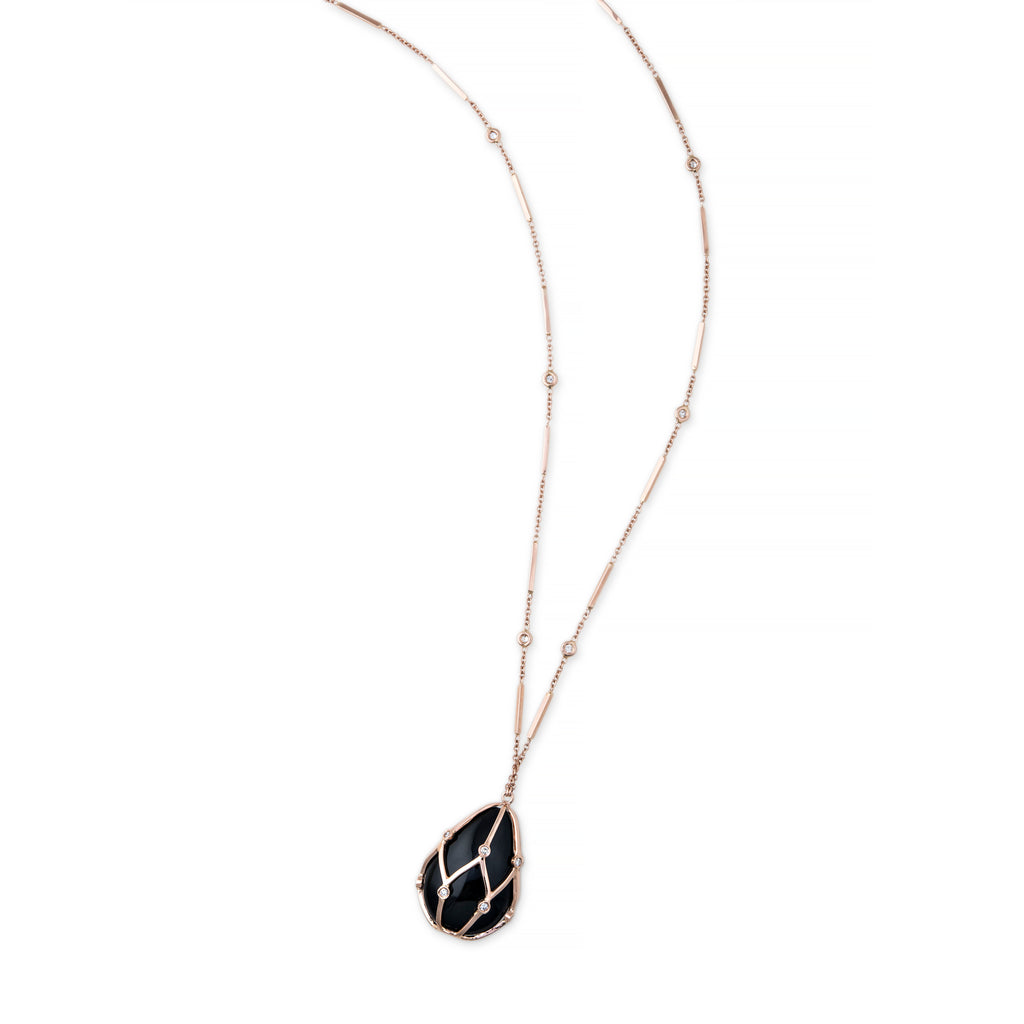 Caged Onyx Smooth Bar Necklace
