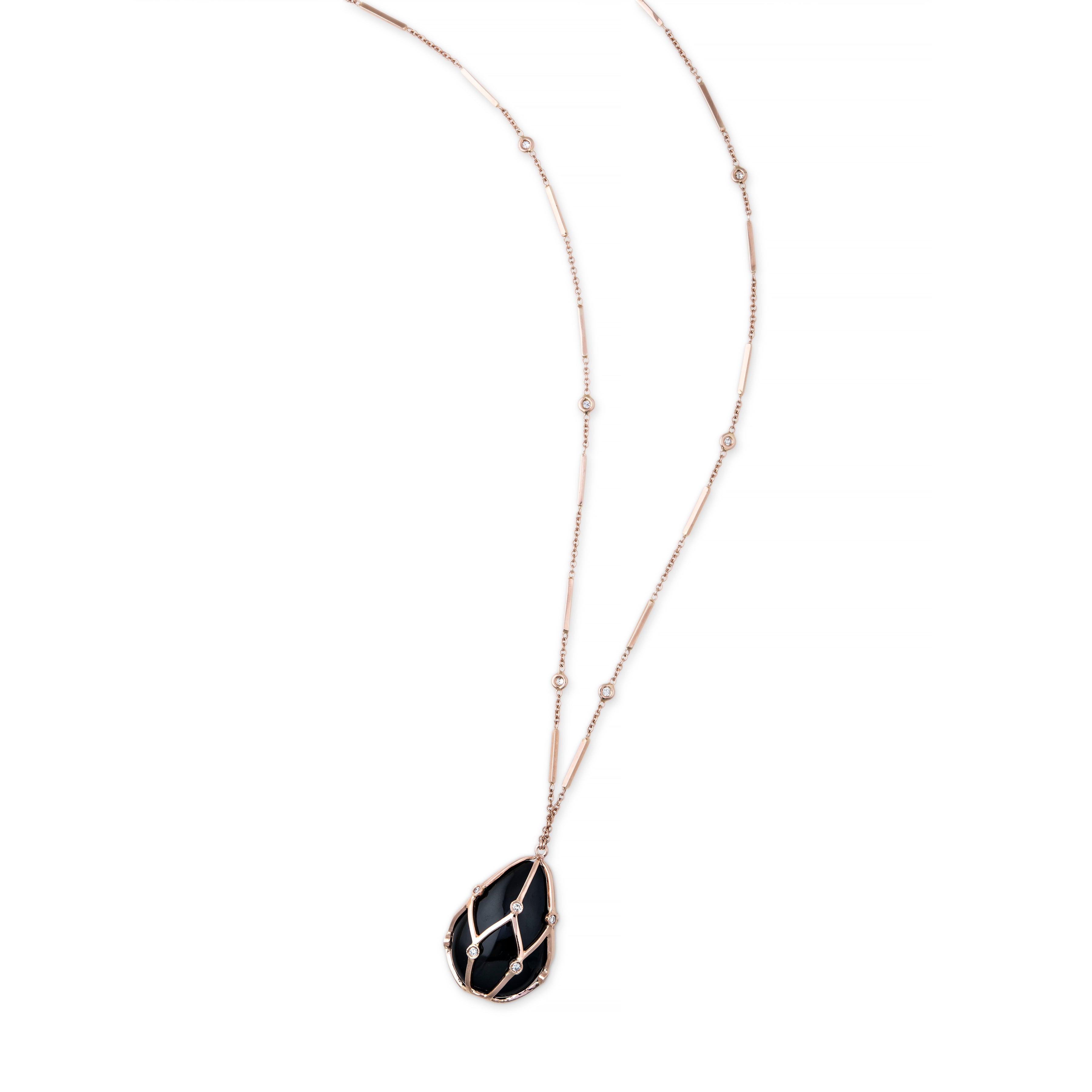 Caged Onyx Smooth Bar Necklace