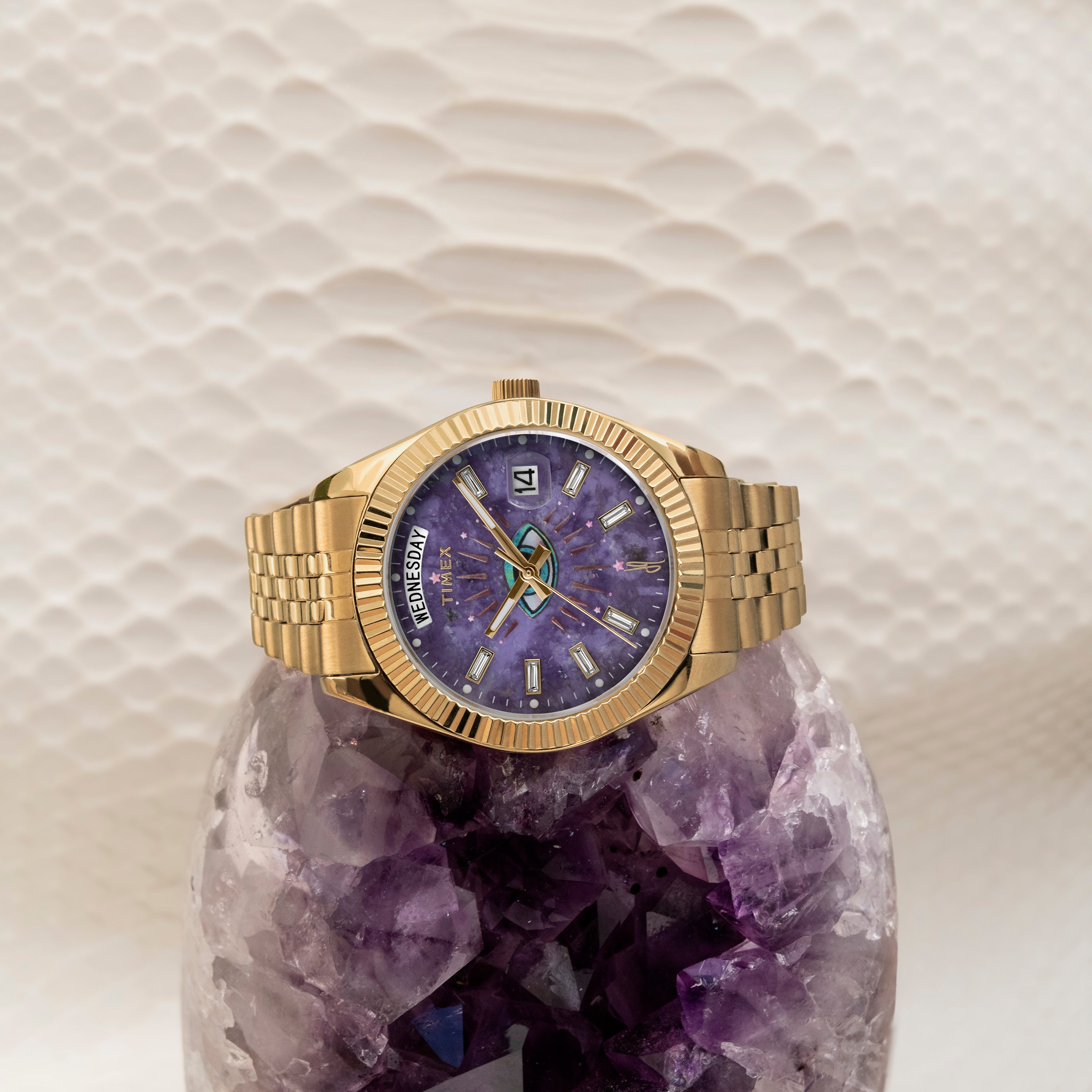 TIMEX X JA LEGACY GOLDEN EYE WATCH PURPLE JADE