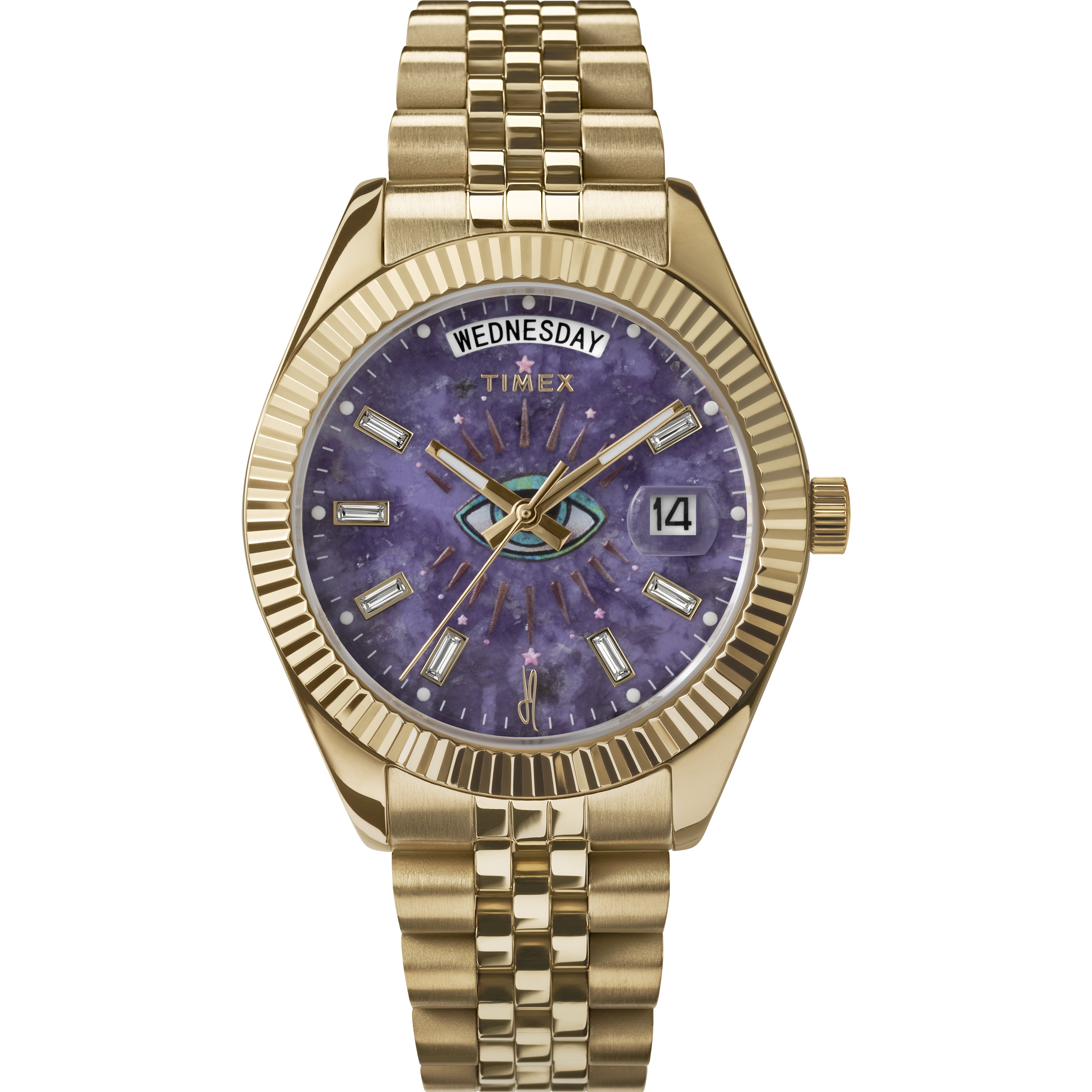 TIMEX X JA LEGACY GOLDEN EYE WATCH PURPLE JADE