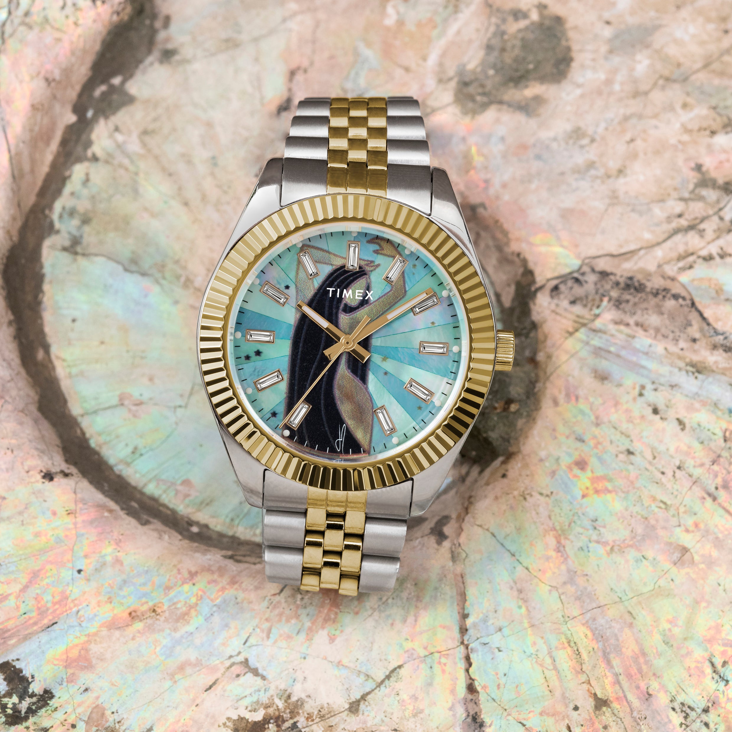 TIMEX X JA LEGACY MUSINGS WATCH BLUE MOTHER OF PEARL