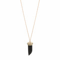 10 Rose Cut Diamond Black Horn Tusk Necklace