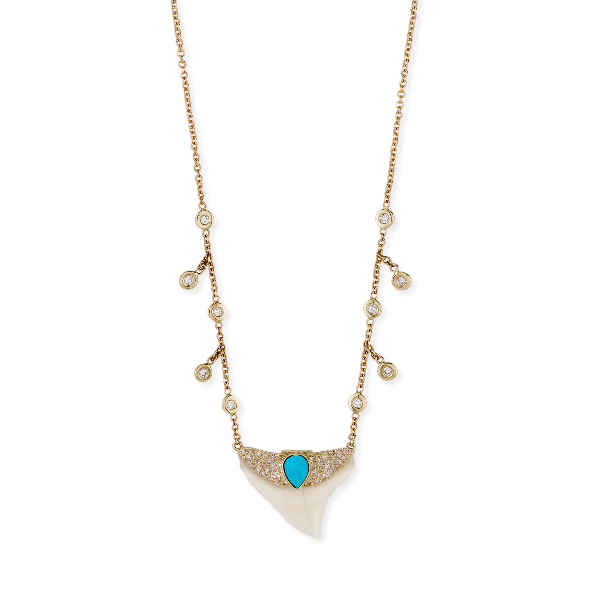 Turquoise Shark Tooth Diamond Shaker Necklace