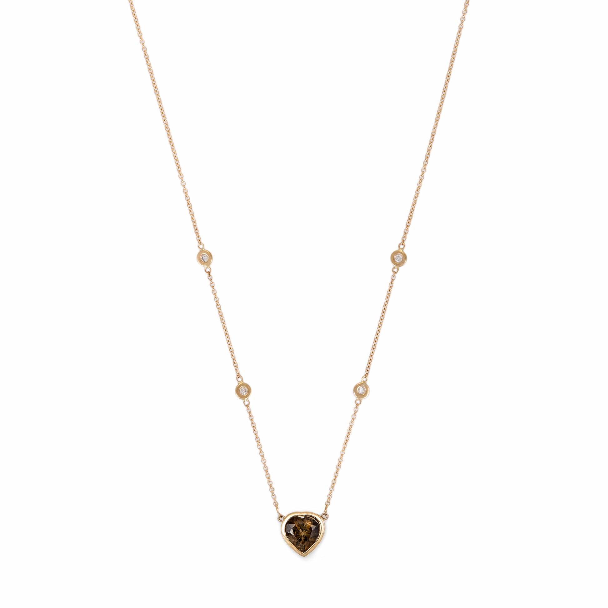Brown Tourmaline Heart Diamond Necklace