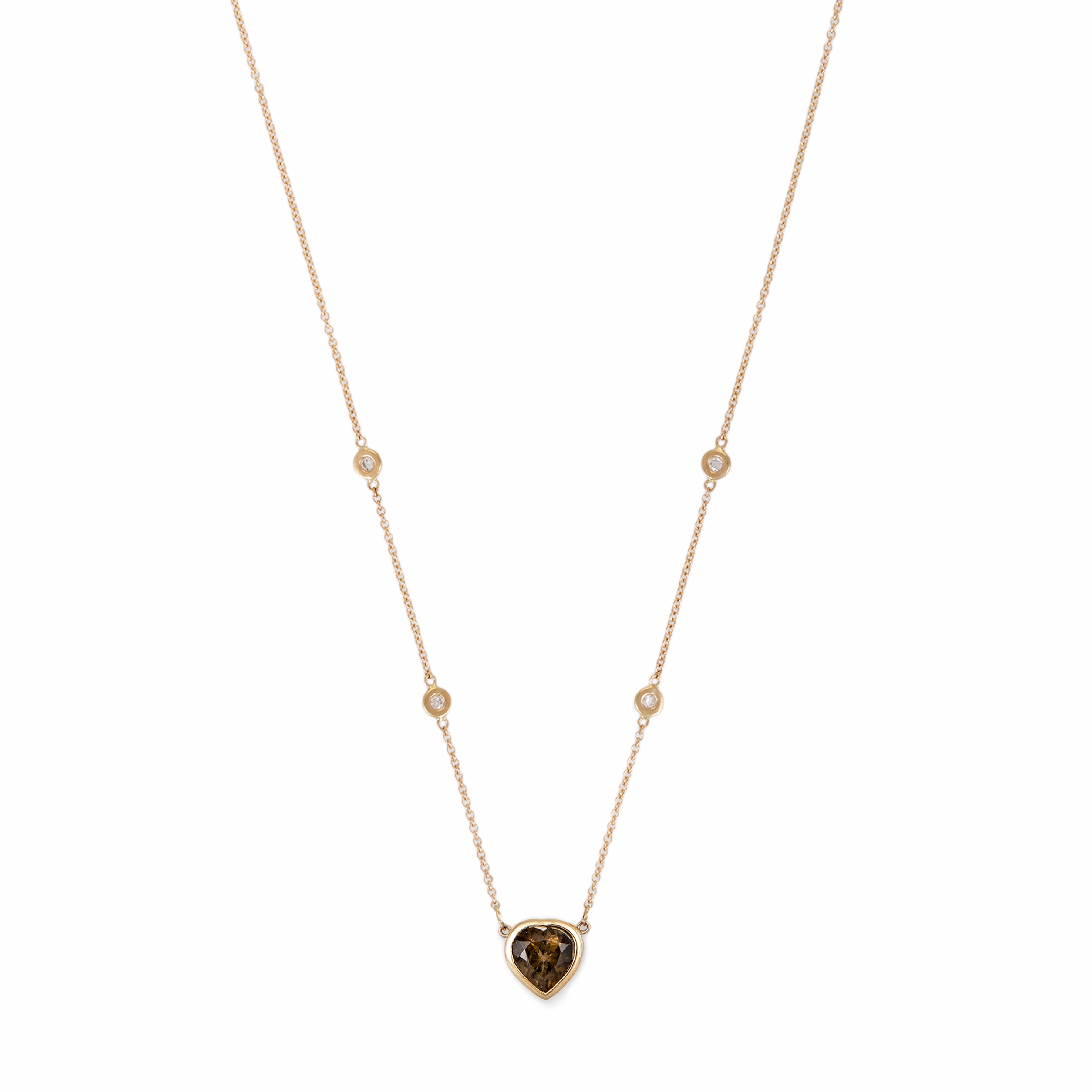 Brown Tourmaline Heart Diamond Necklace