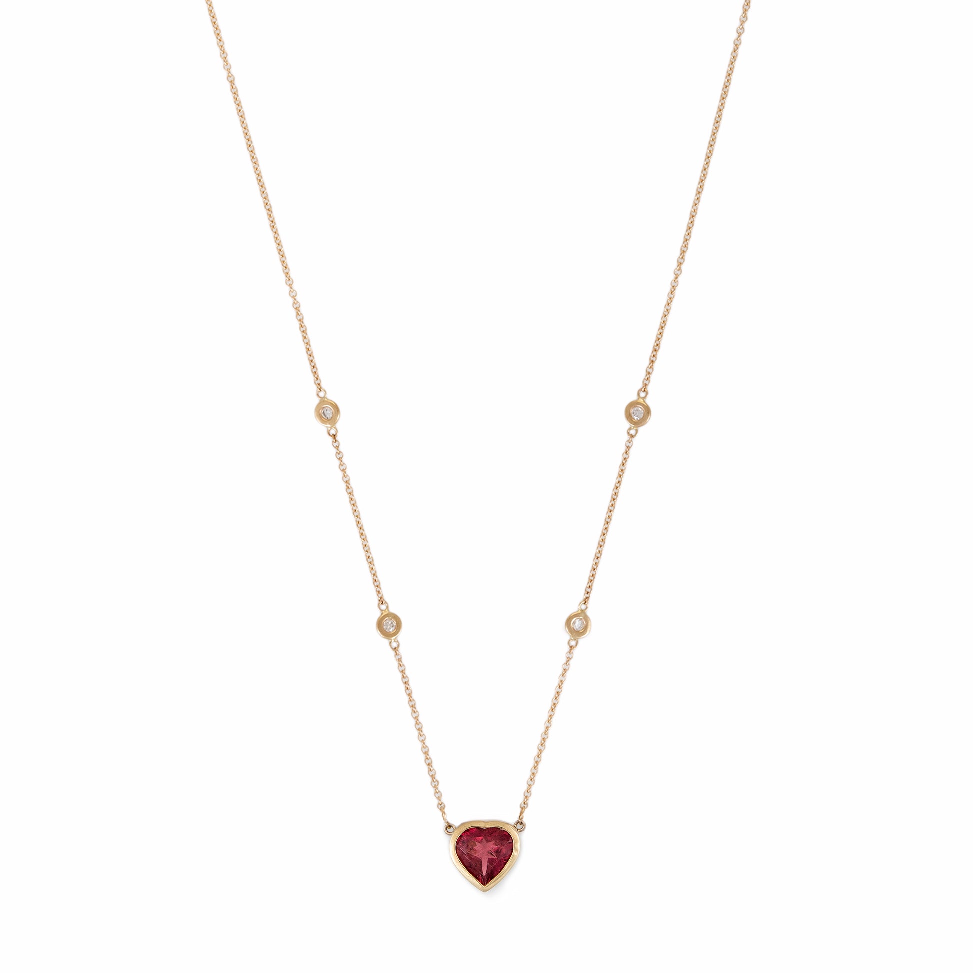 Pink Tourmaline Heart Diamond Necklace