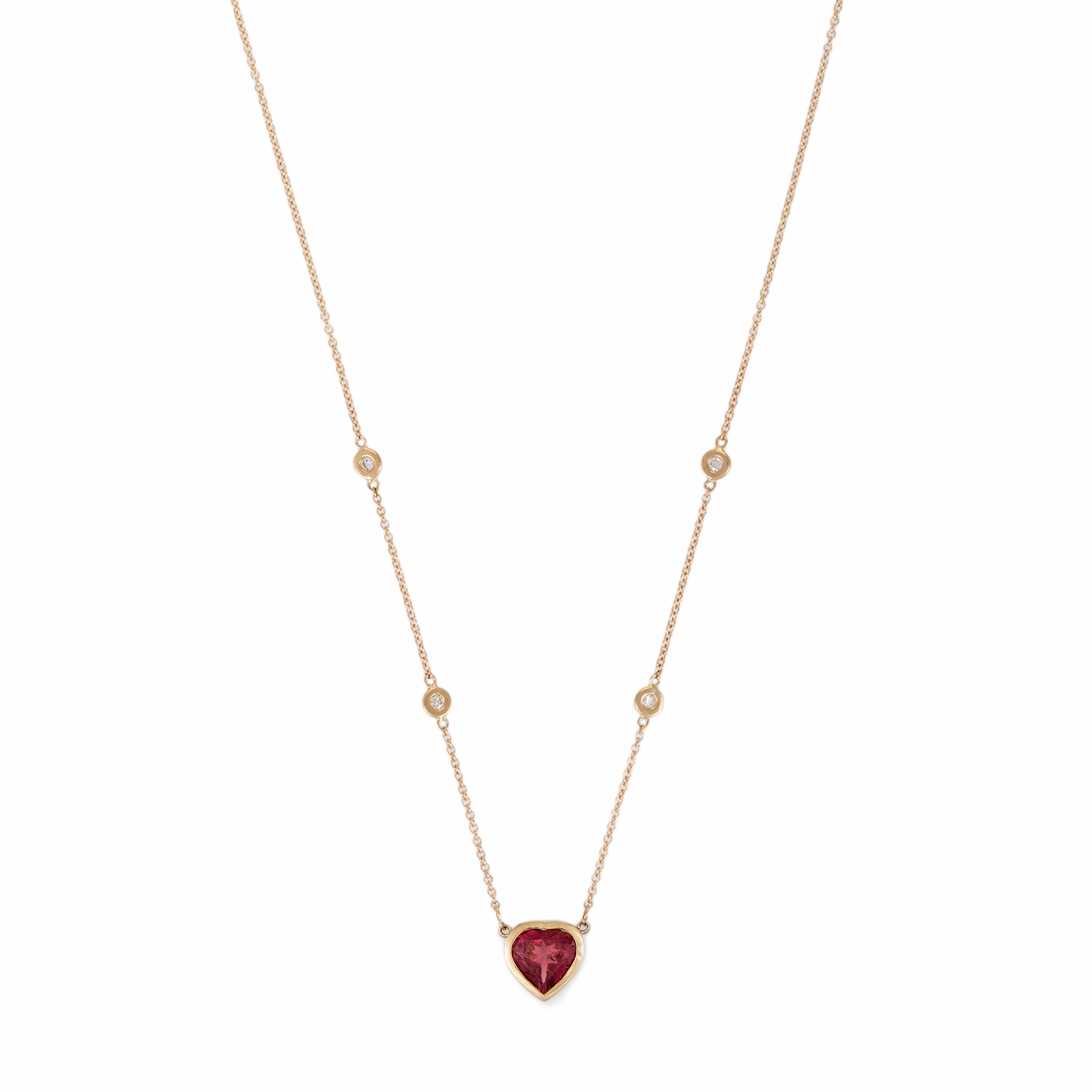 Pink Tourmaline Heart Diamond Necklace