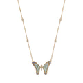 Blue Sapphire and Green Blue Tourmaline Pave Center Butterfly Necklace