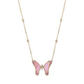 Pink Sapphire and Pink Tourmaline Pave Center Butterfly Necklace