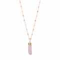 Kunzite Crystal Opal Beaded Chain Necklace