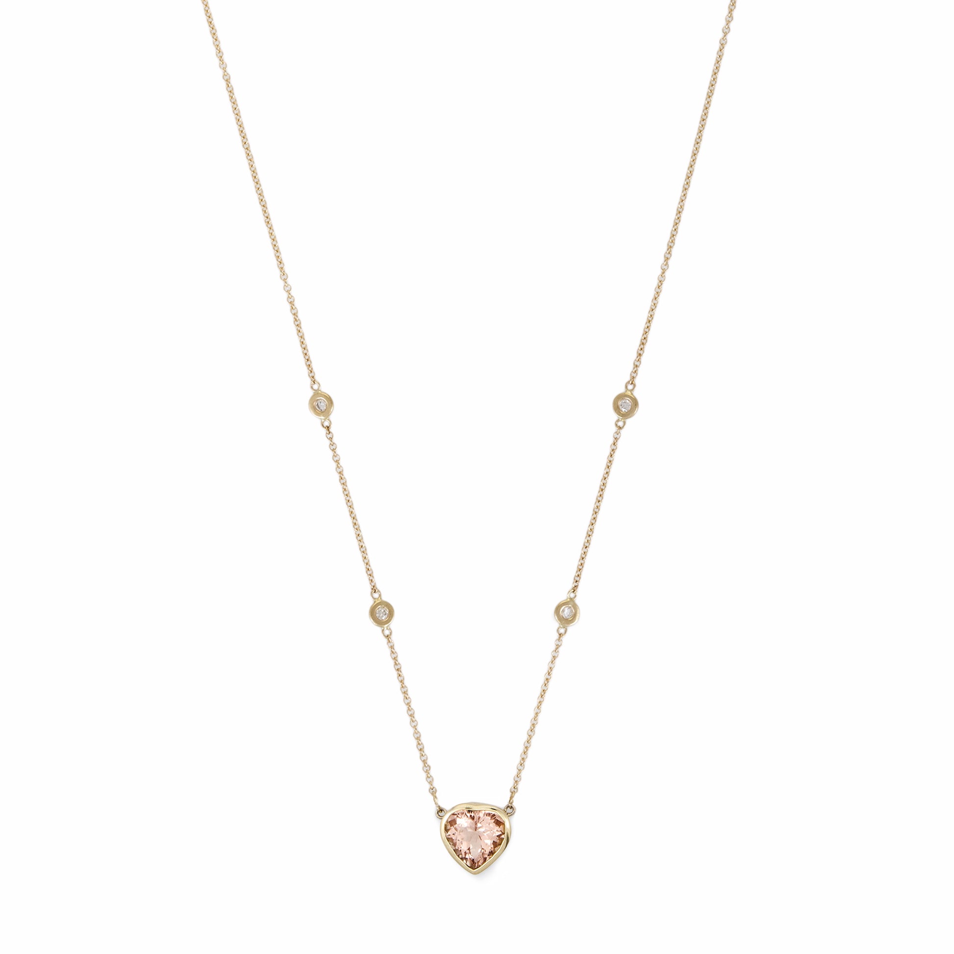 Morganite Heart Diamond Necklace