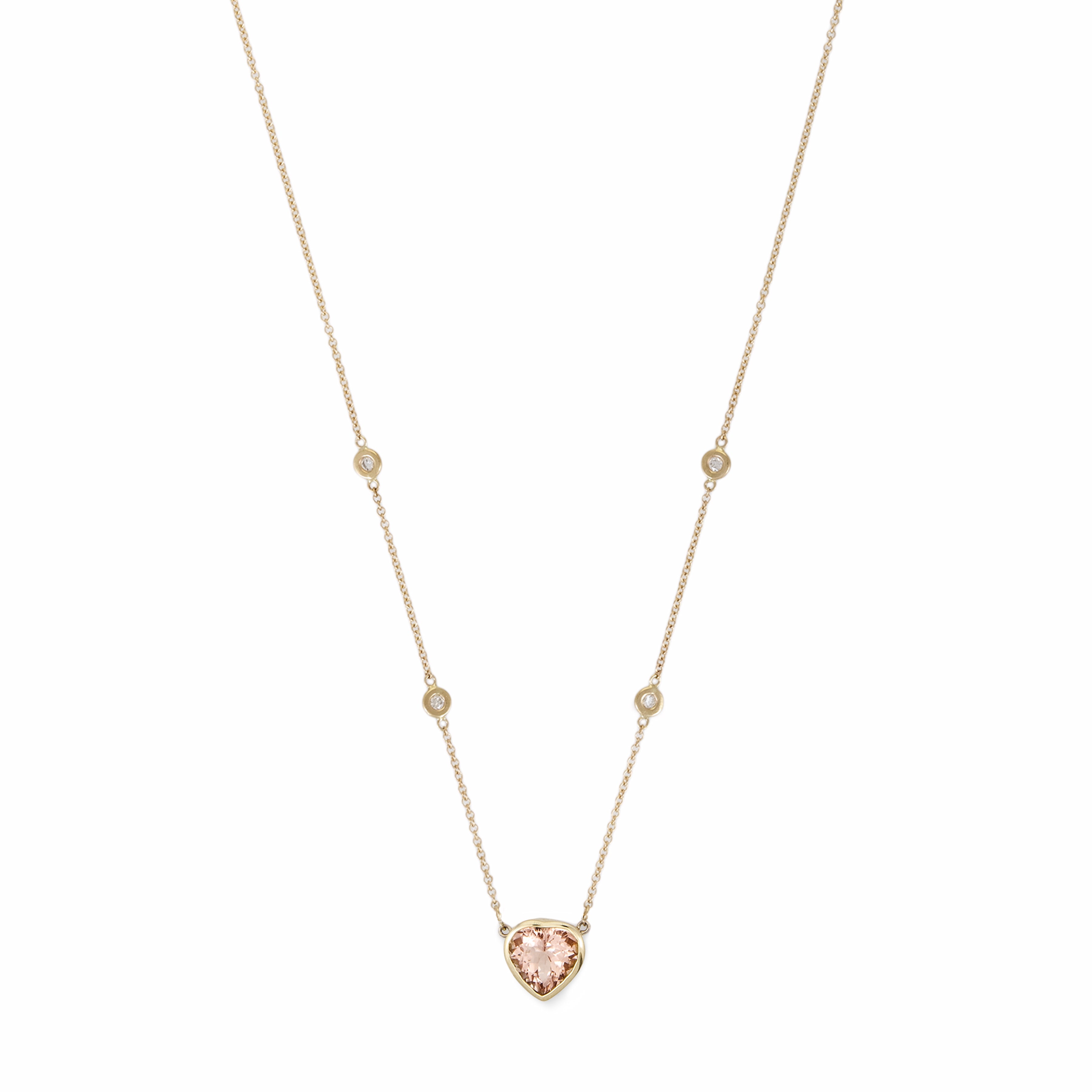 Morganite Heart Diamond Necklace