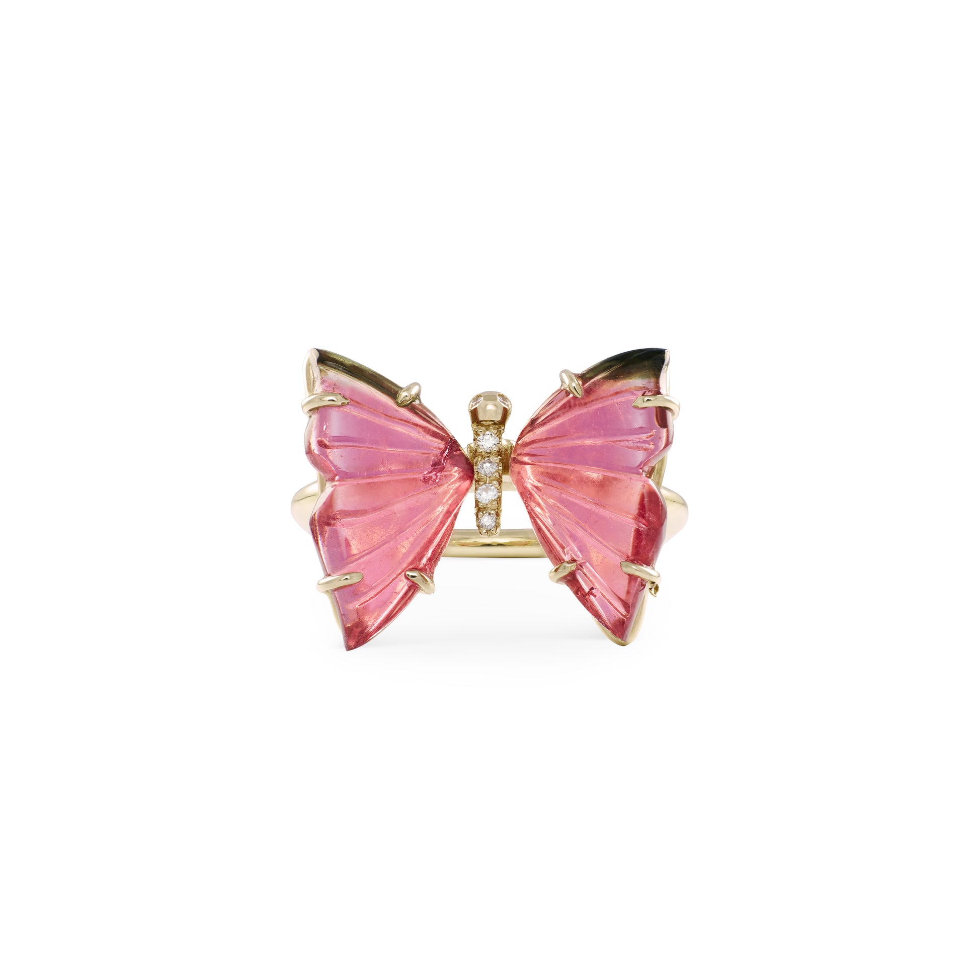 Pink Tourmaline Pave Center Butterfly Ring