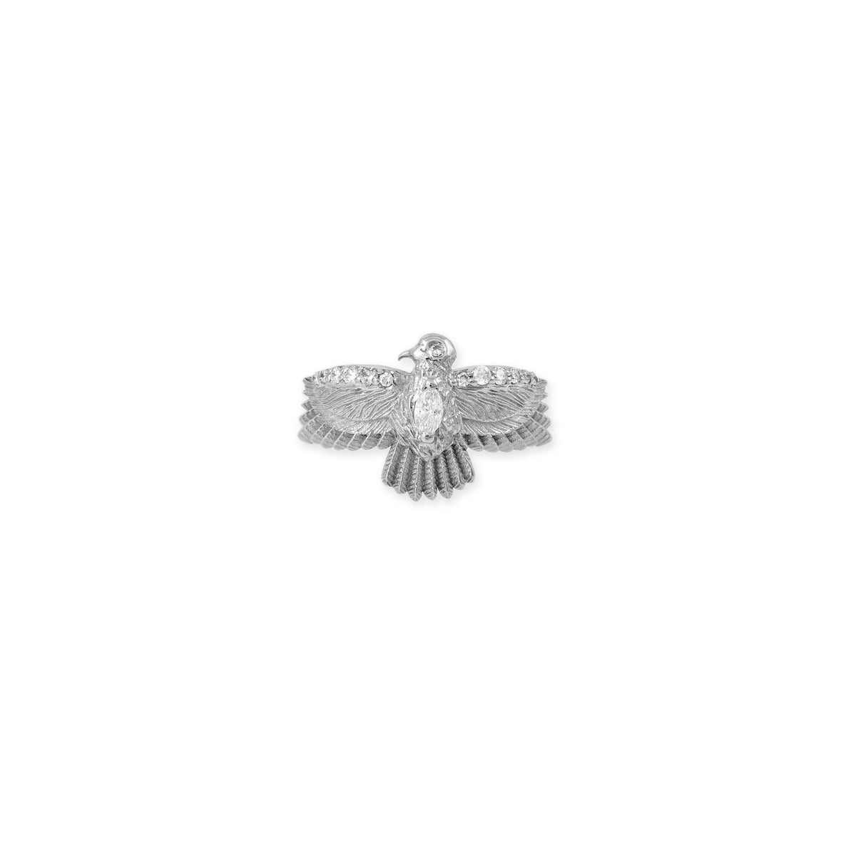 Small Pave Marquise Diamond Center Thunderbird Ring
