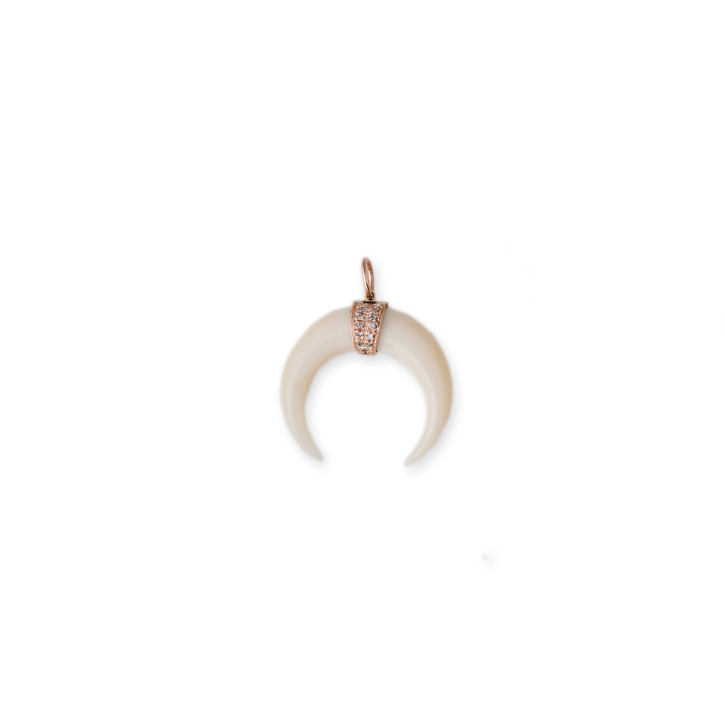 Pave Diamond Double Horn Bone Charm