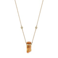 1 Row Pave Diamond Cap Imperial Topaz Crystal Necklace