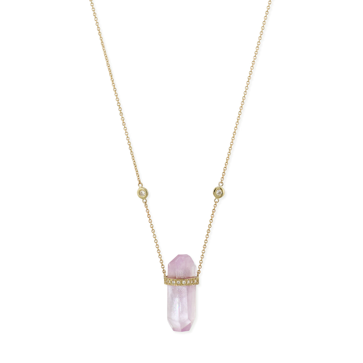 1 Row Pave Diamond Cap Kunzite Crystal Necklace – Jacquie Aiche