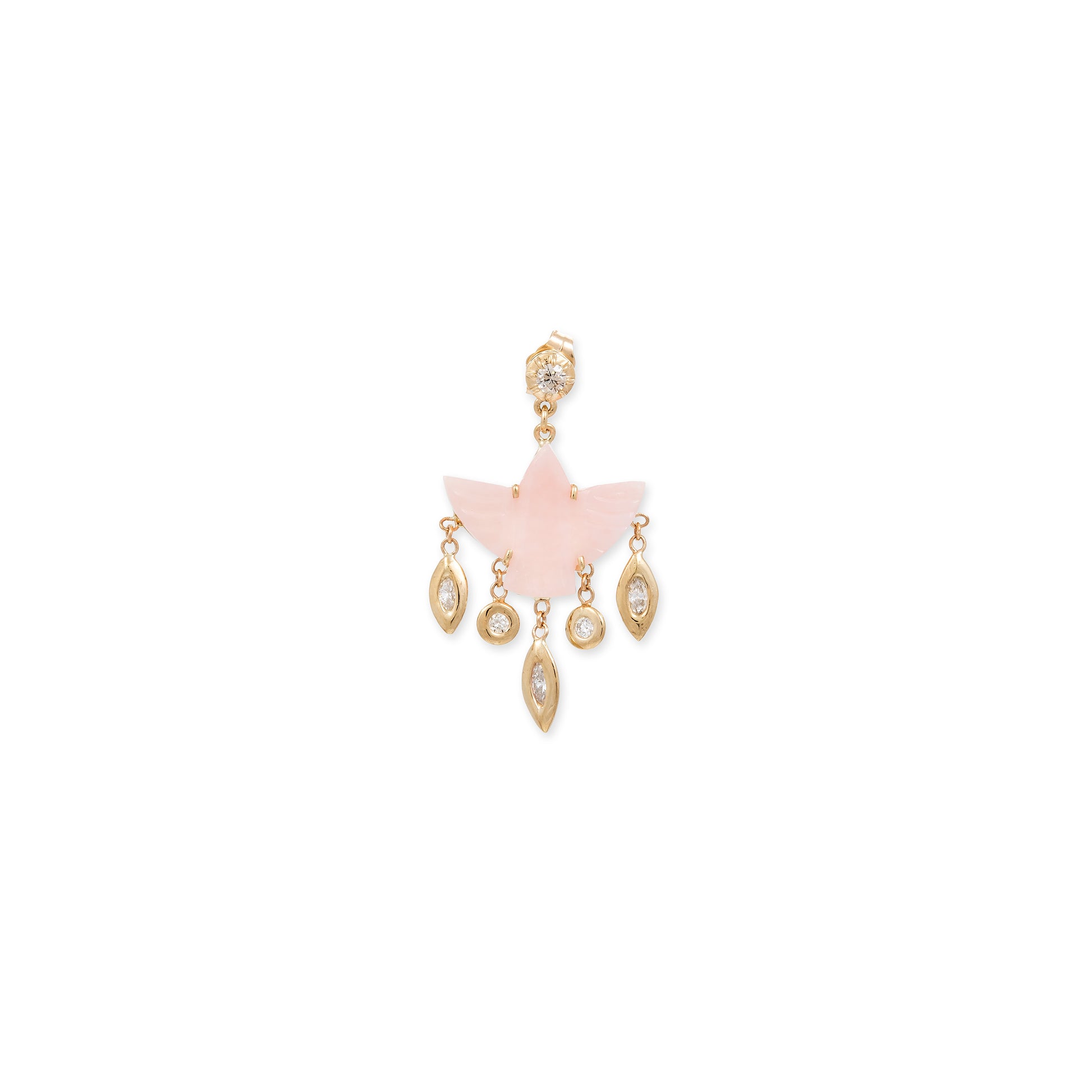 Sophia Diamond + Baby Pink Opal Thunderbird Shaker Diamond Drop Stud
