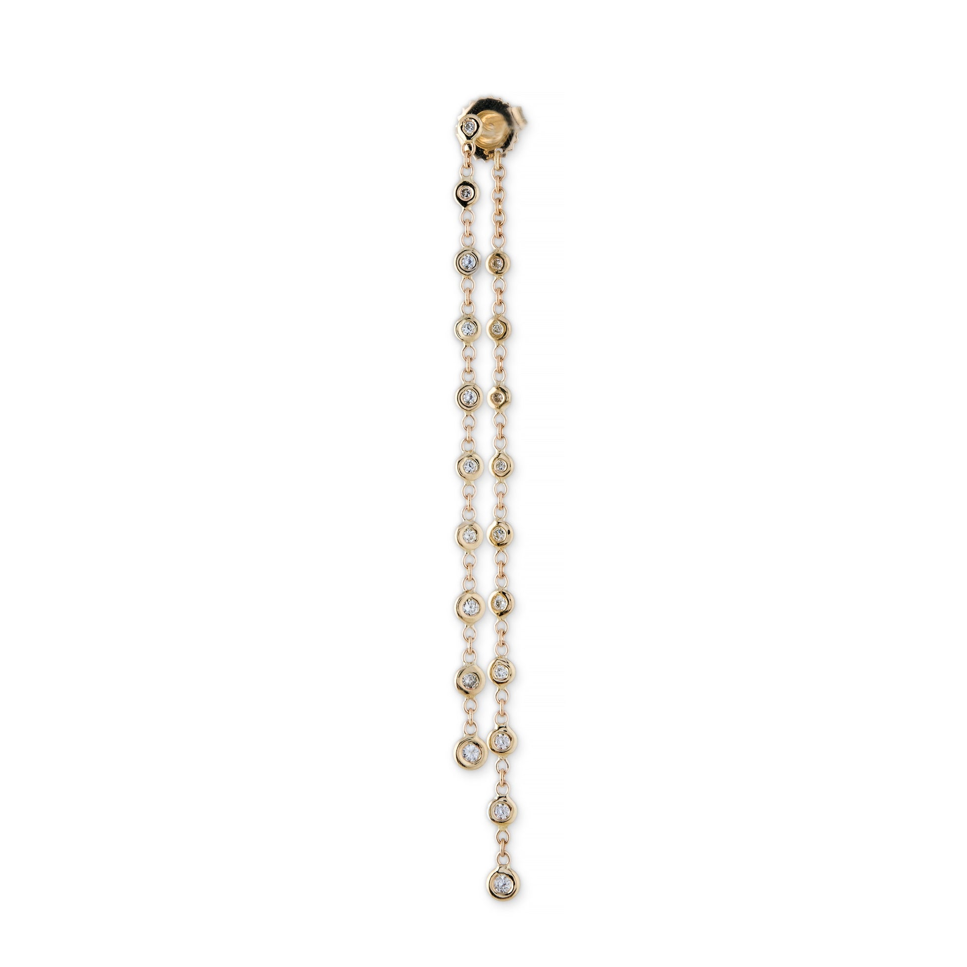 Mini 10 Diamond Drop Stud Front Back Earring