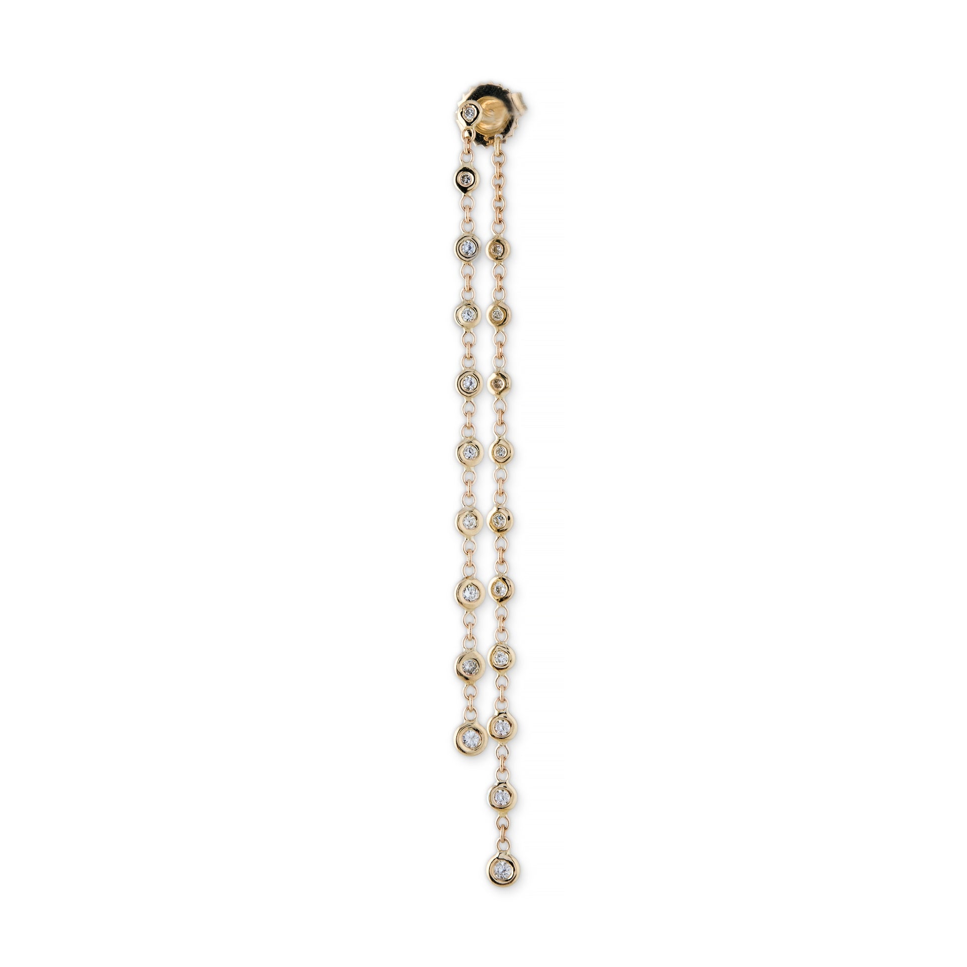 Mini 10 Diamond Drop Stud Front Back Earring