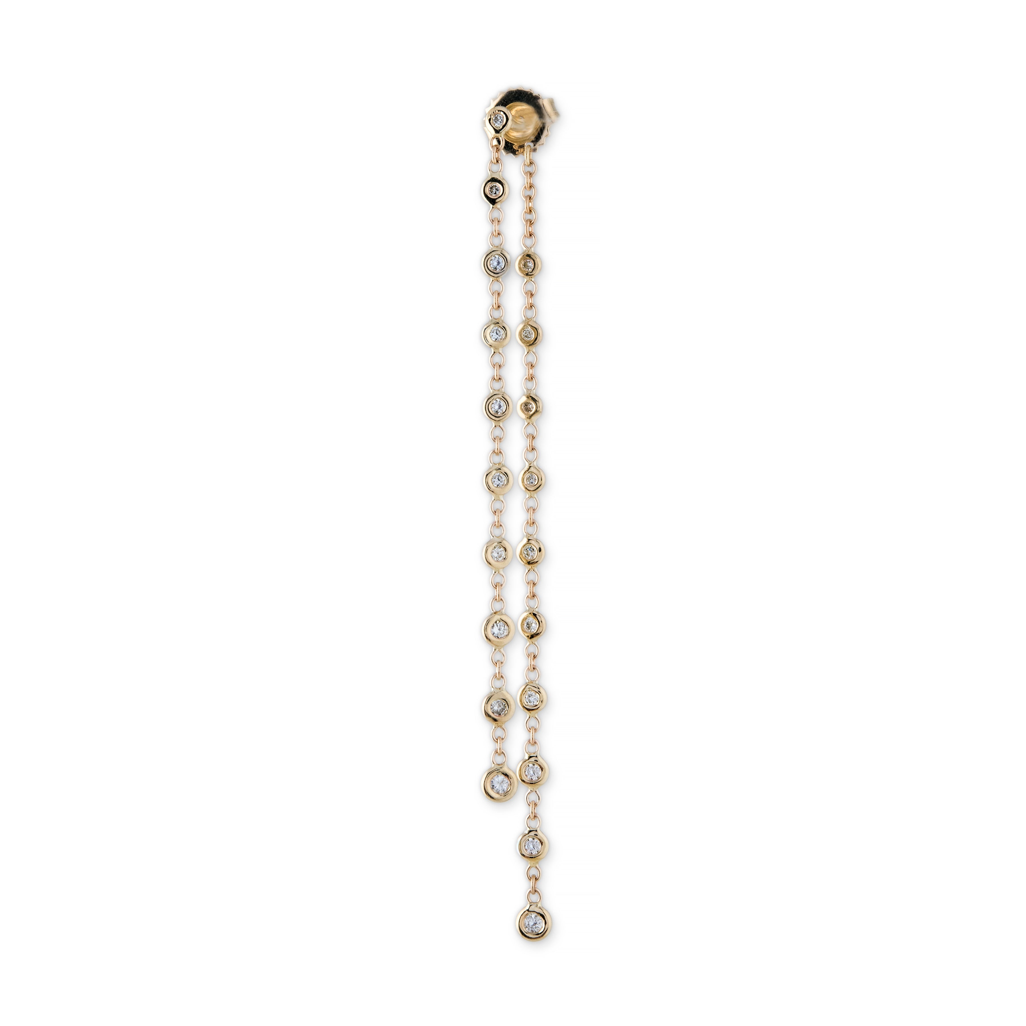 Mini 10 Diamond Drop Stud Front Back Earring