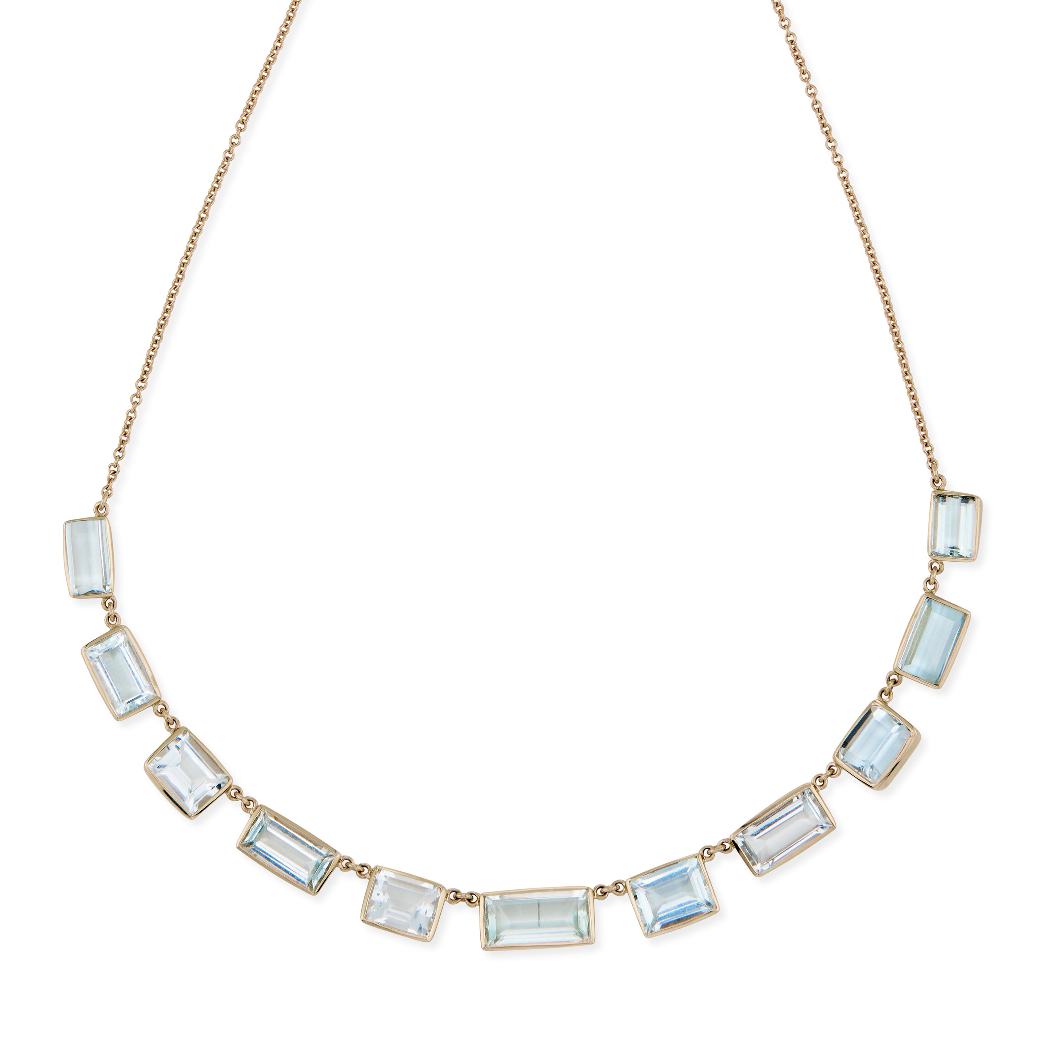 Aquamarine Baguette Bezel Necklace