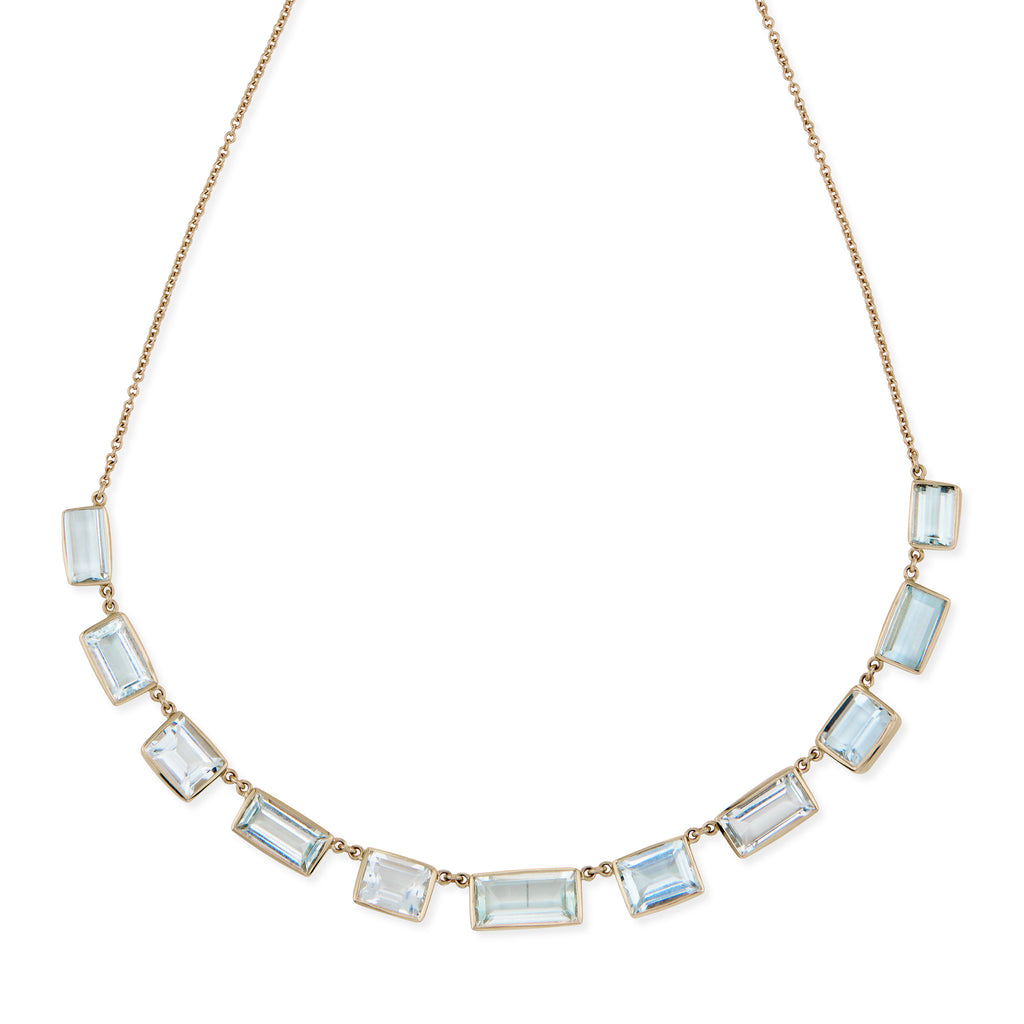 Aquamarine Baguette Bezel Necklace