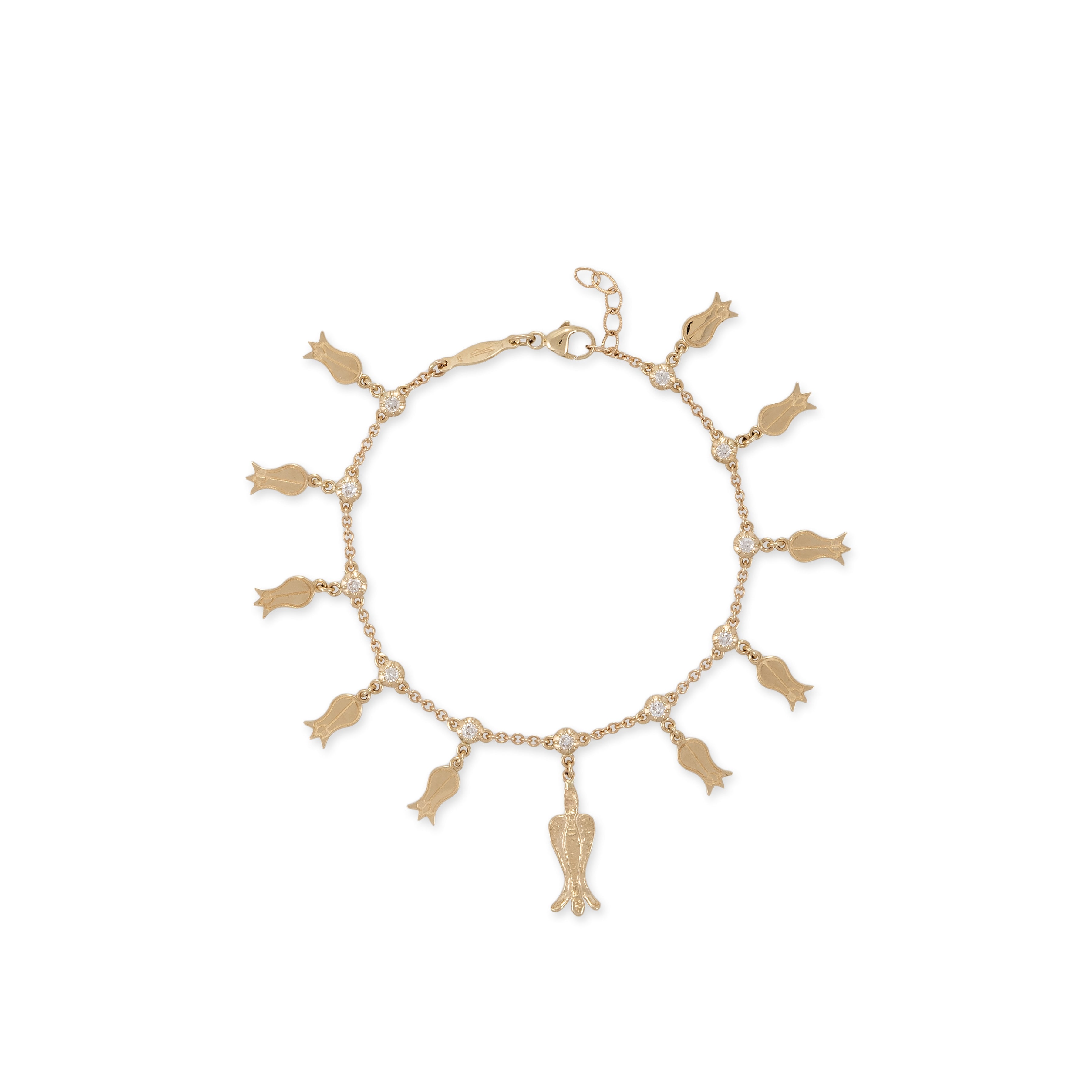 SOPHIA DIAMOND + GRADUATED BLUEBELL FLOWER SHAKER BRACELET