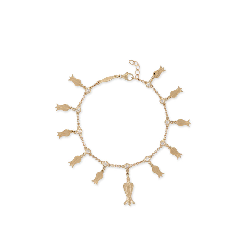 SOPHIA DIAMOND + GRADUATED BLUEBELL FLOWER SHAKER BRACELET