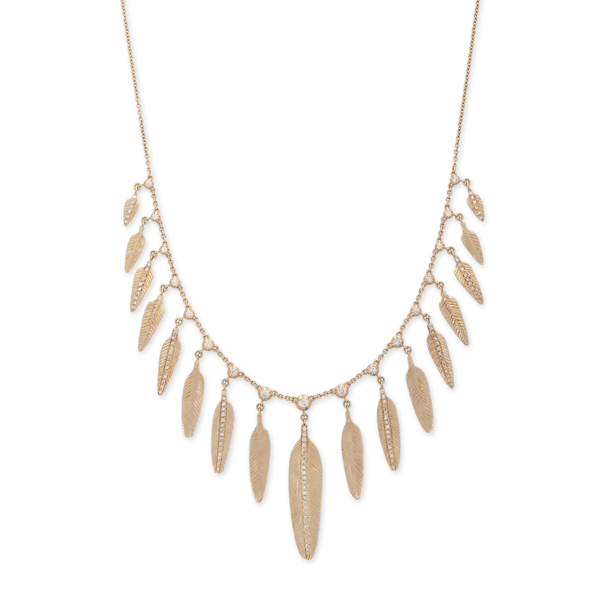 17 Sophia Diamond + Graduated Pave Feather Shaker Necklace