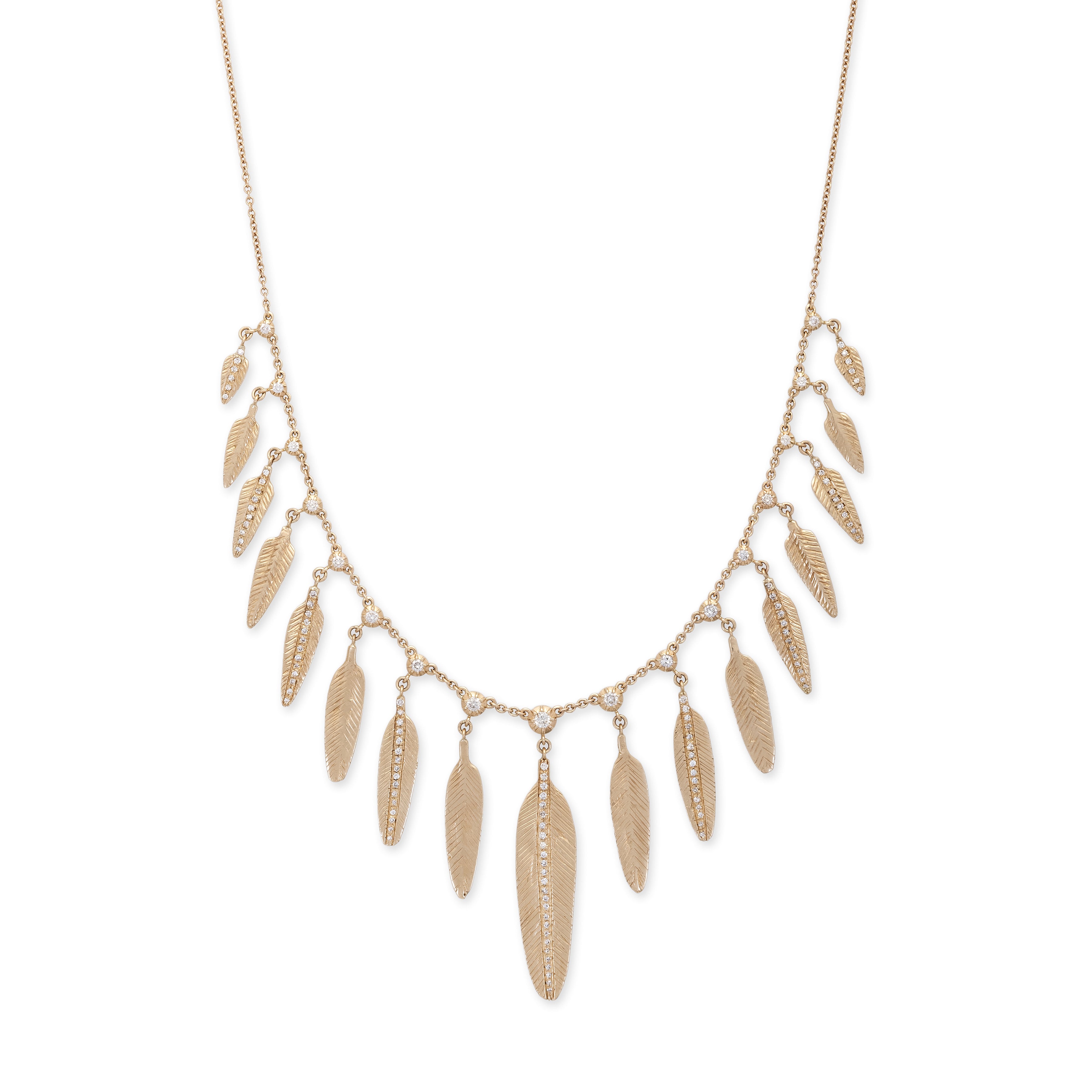 17 Sophia Diamond + Graduated Pave Feather Shaker Necklace