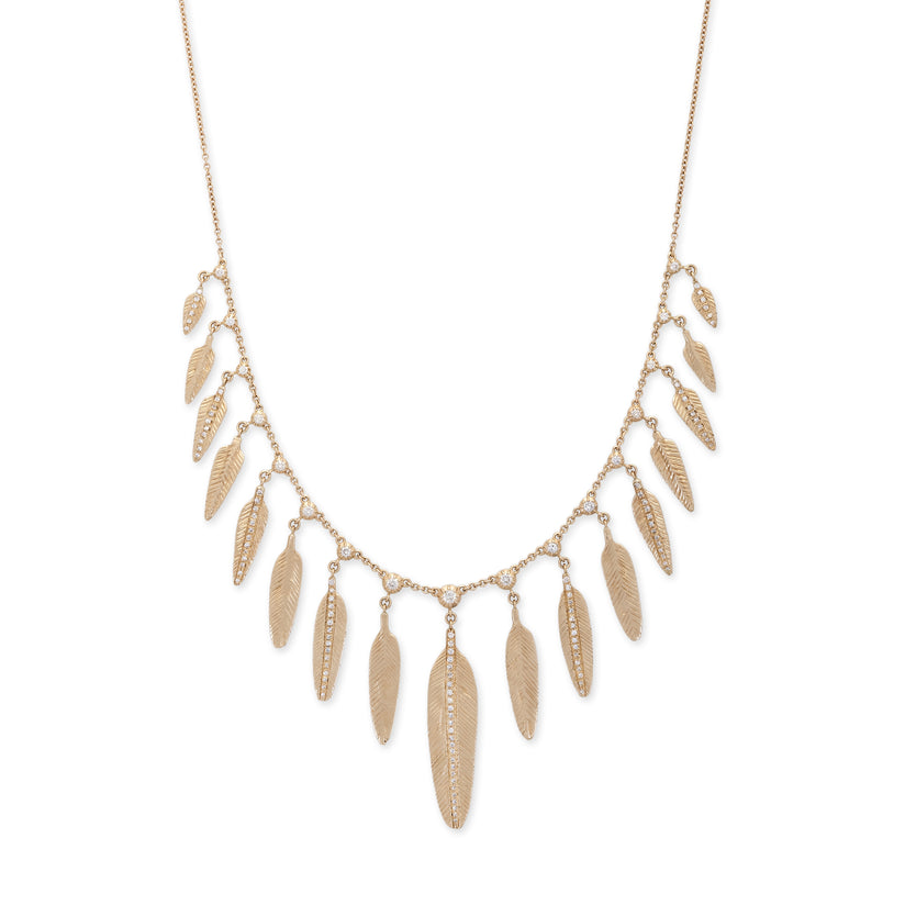 17 Sophia Diamond + Graduated Pave Feather Shaker Necklace