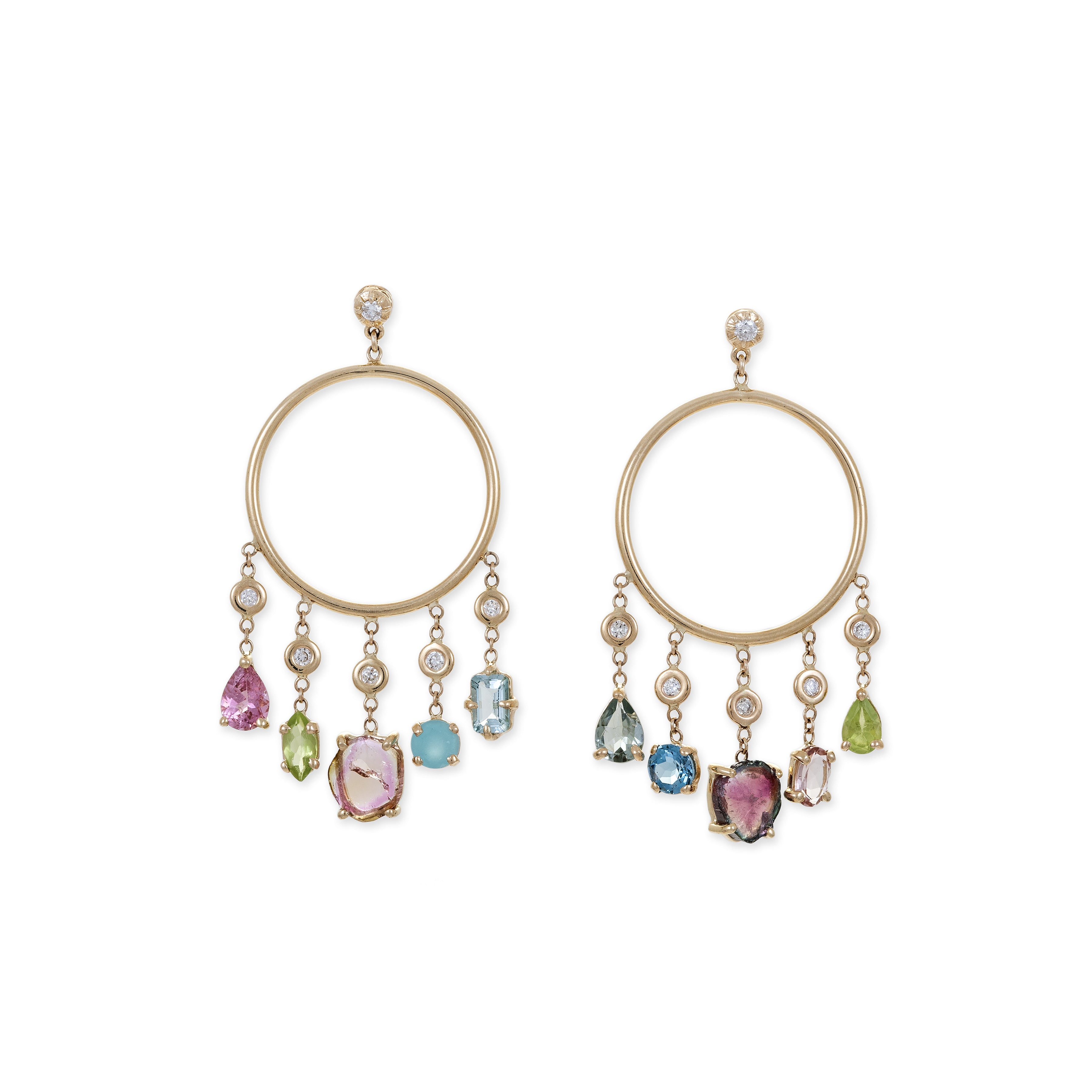 SMALL GEMSTONE SHAKER FRONT FACING HOOPS