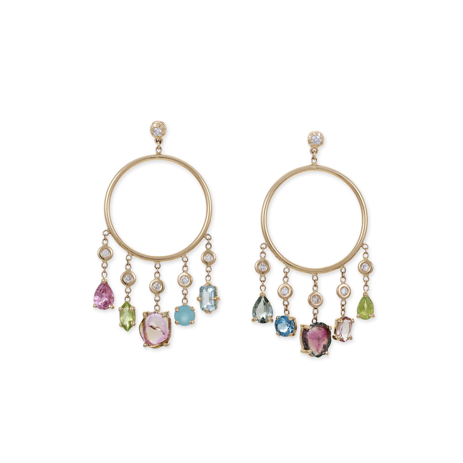 Small Gemstone Shaker Front Facing Hoops