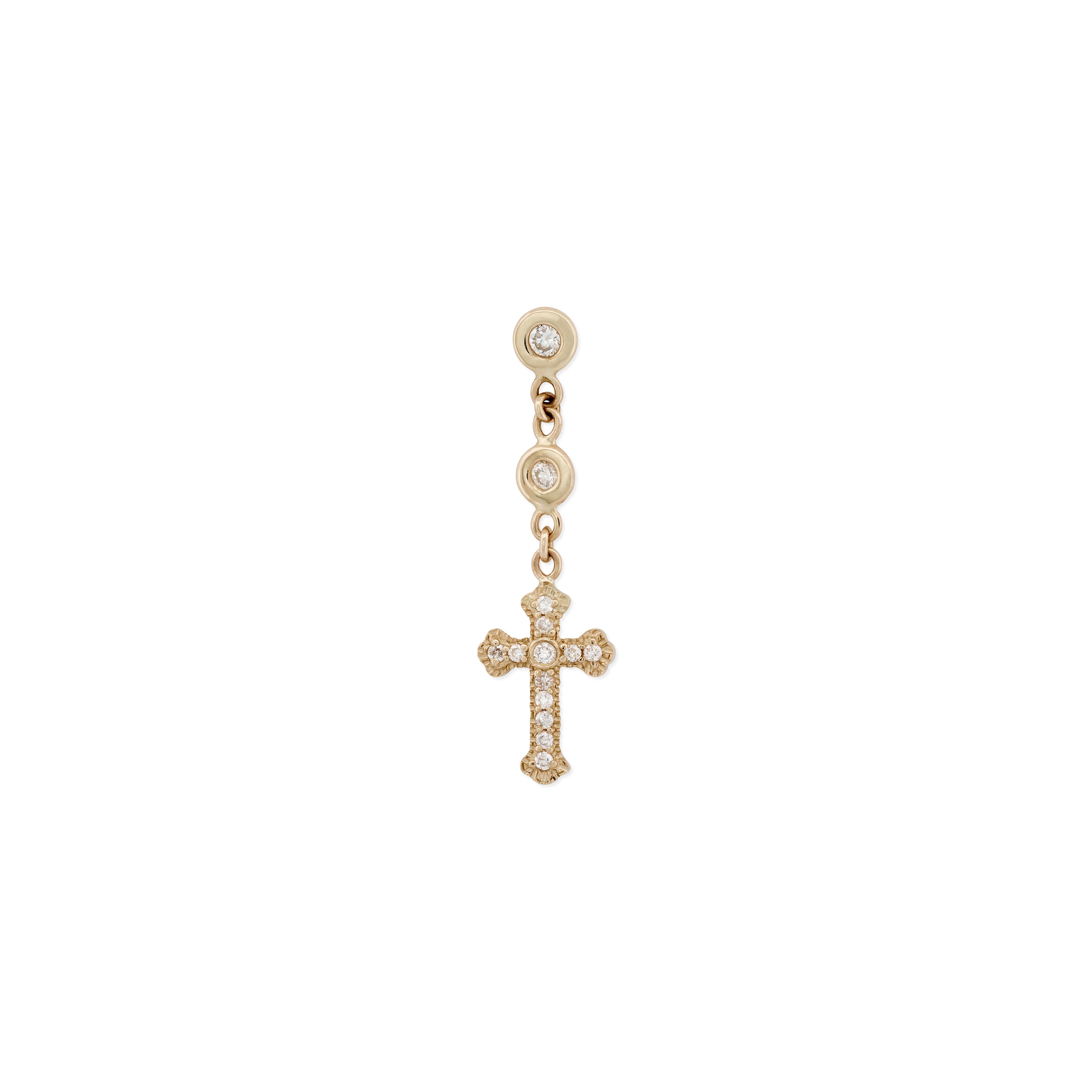 2 Diamond + Pave Cross Drop Stud